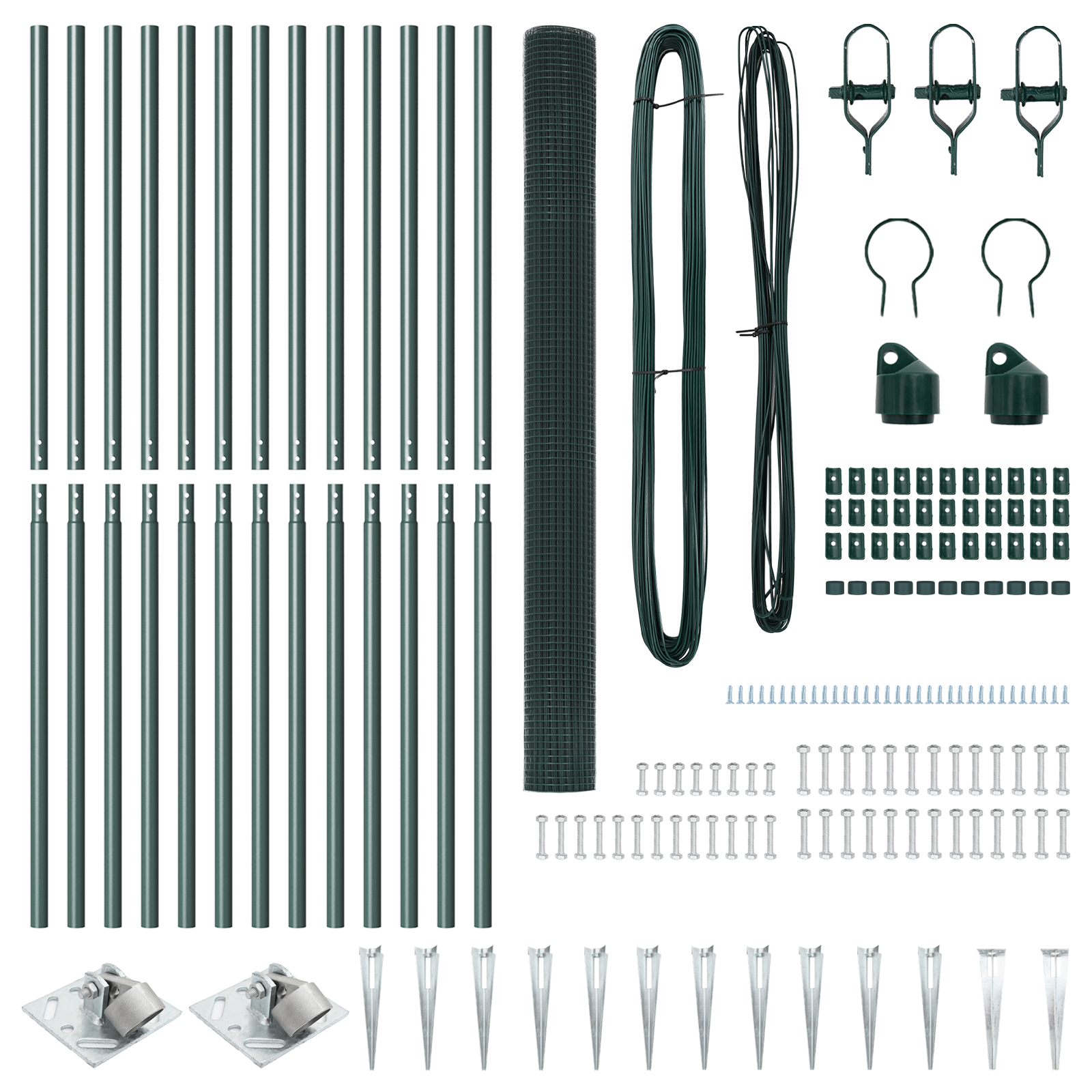 Welded Wire Fence with 13 Spike Posts Green 1.6x25 m Steel - Image 4