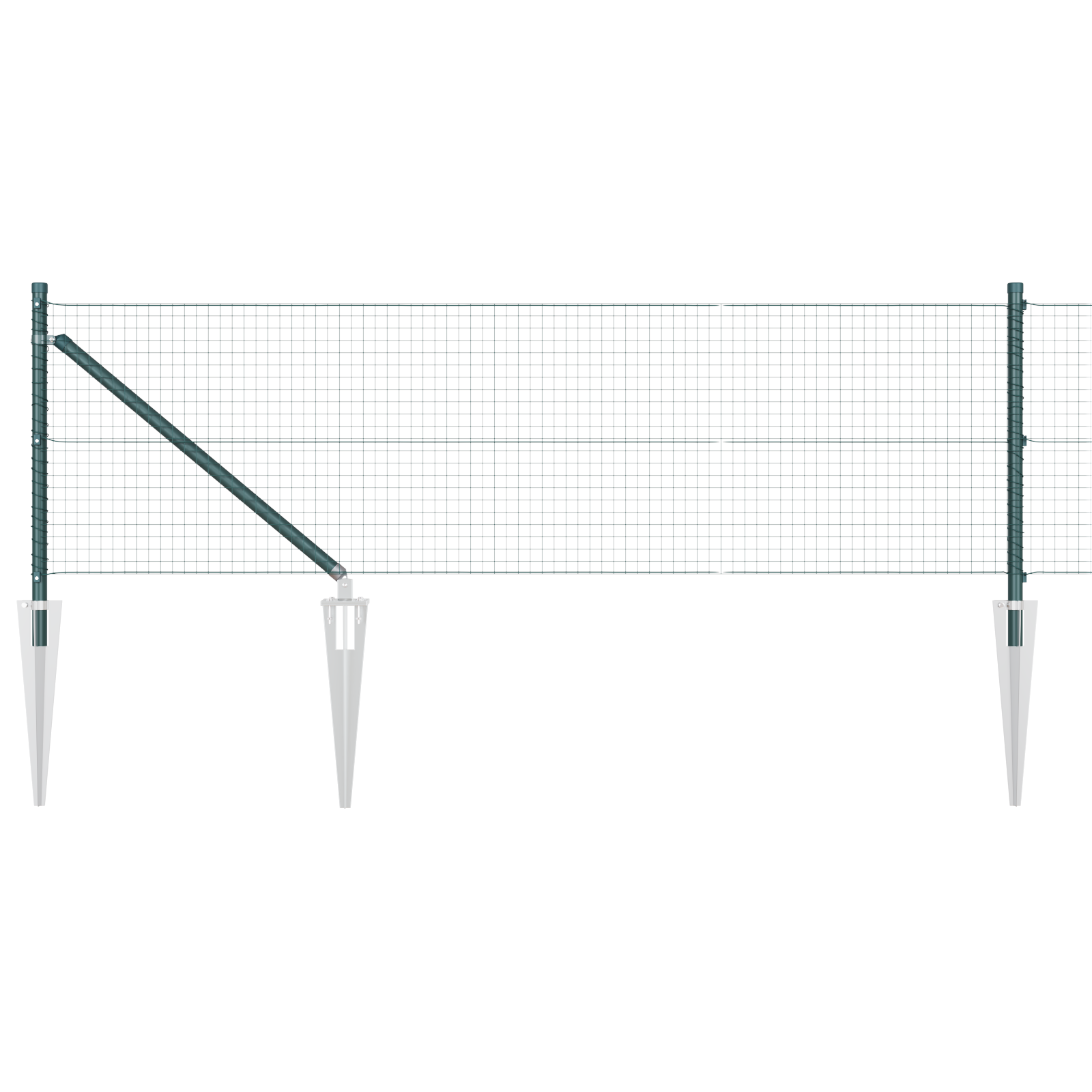 Welded Wire Fence with 13 Spike Posts Green 0.8x50 m Steel - Image 6