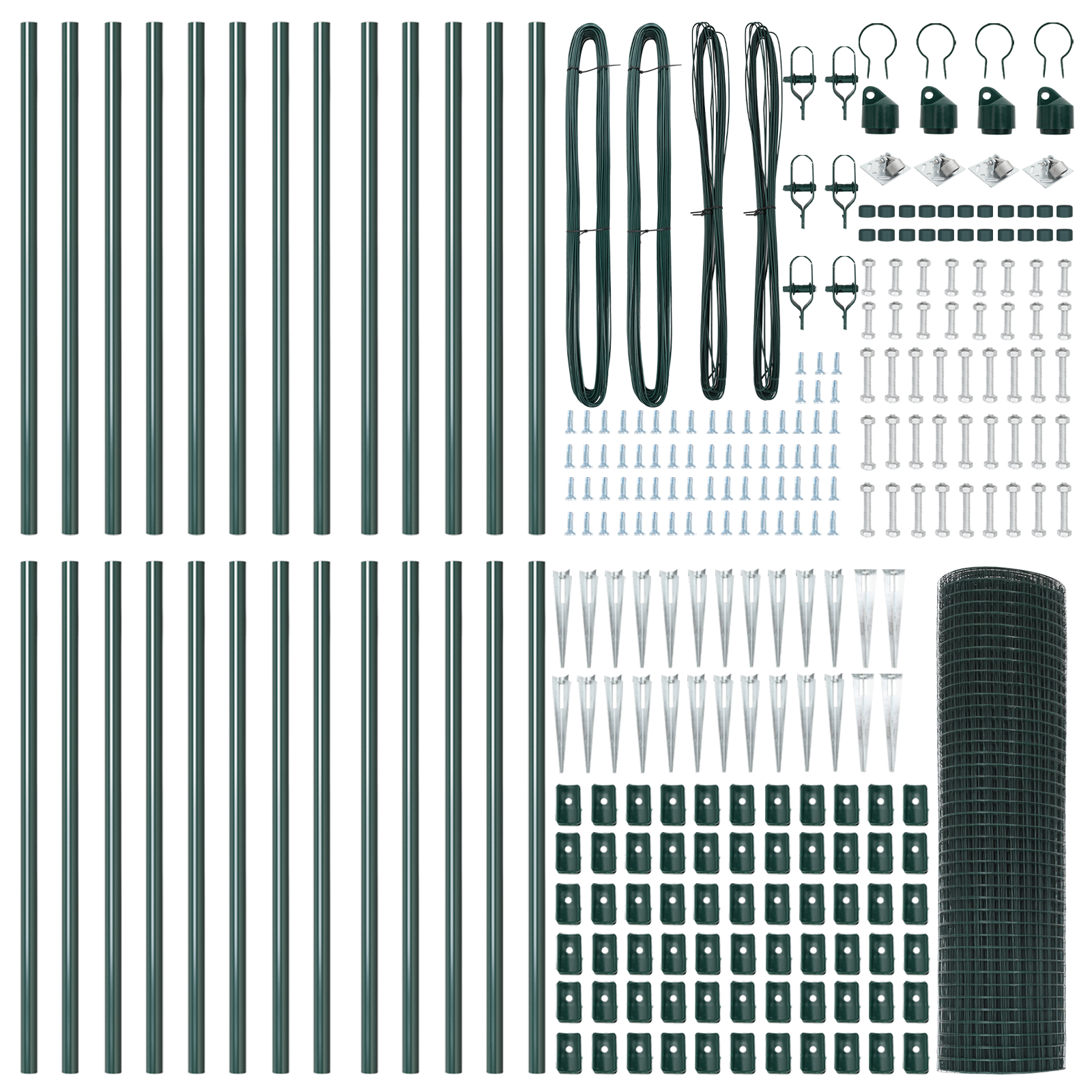 Welded Wire Fence with 13 Spike Posts Green 1x50 m Steel - Image 4