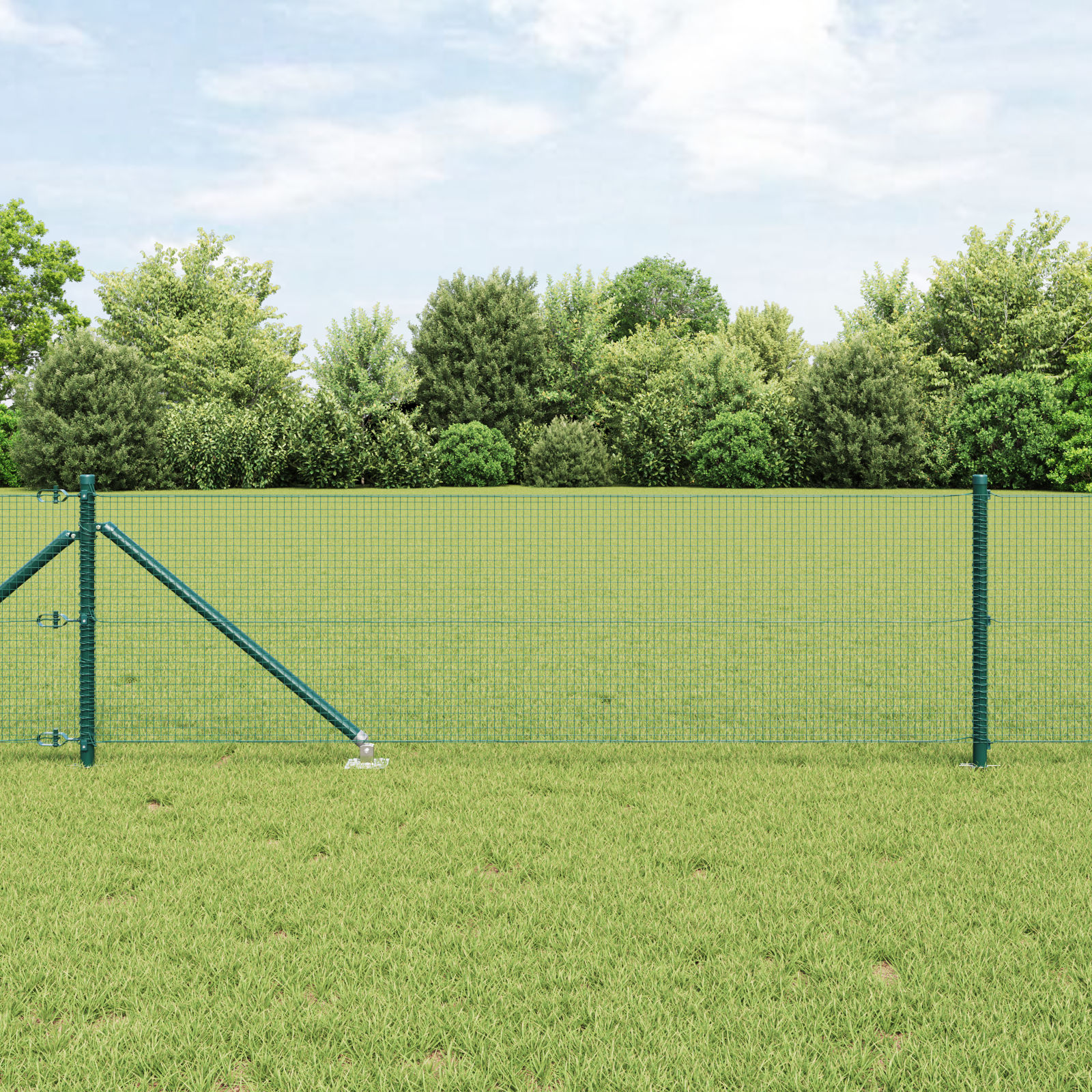 Welded Wire Fence with 13 Spike Posts Green 0.8x100 m Steel