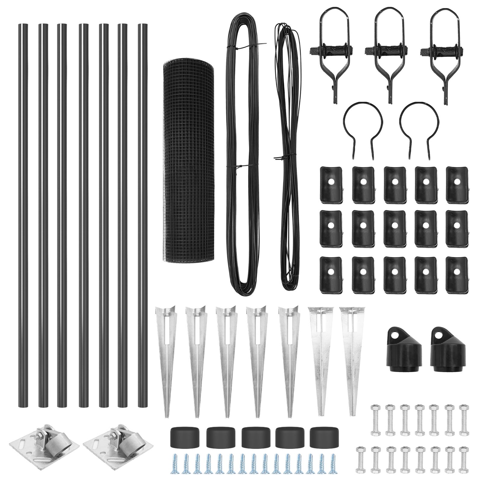 Fence Post Set Set of 2 Black Steel 10 x 1 m Durable - Image 4