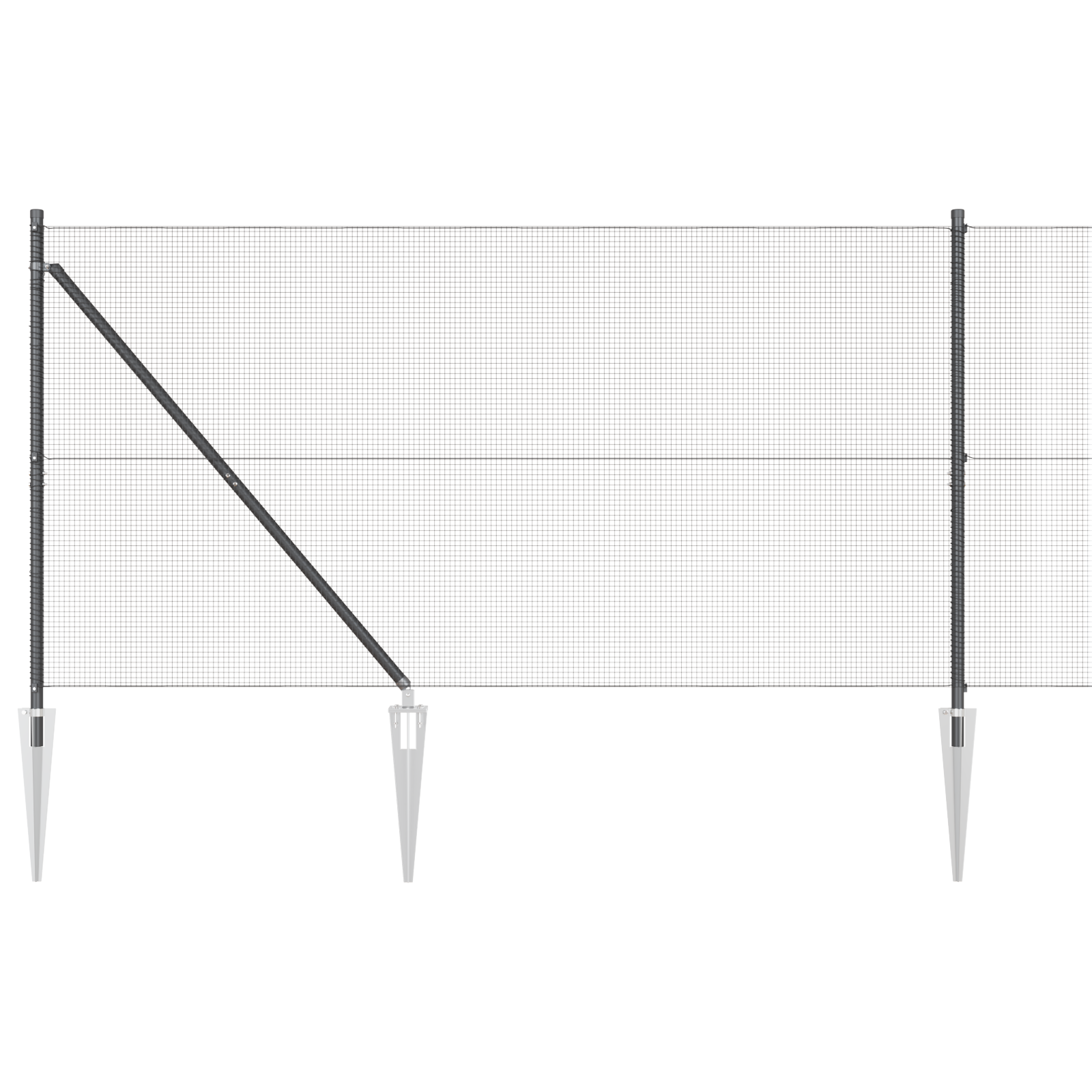 Welded Wire Fence with 7 Spike Posts Grey 1,2x10 m Steel - Image 6