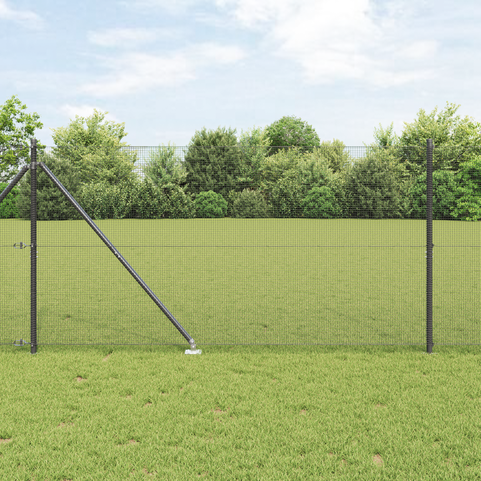 Welded Wire Fence with 7 Spike Posts Grey 1.4x10 m Steel