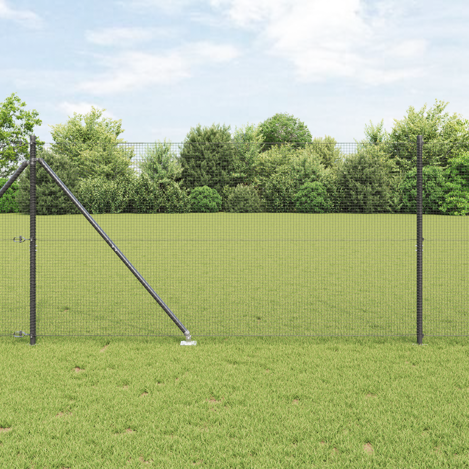 Welded Wire Fence with 7 Spike Posts Grey 1.4x10 m Steel