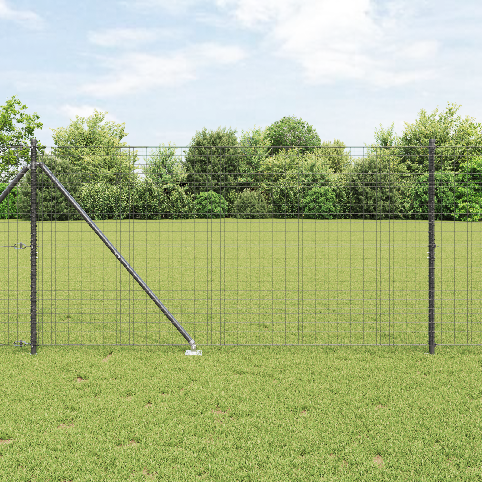 Welded Wire Fence with 7 Spike Posts Grey 1,4x10 m Steel