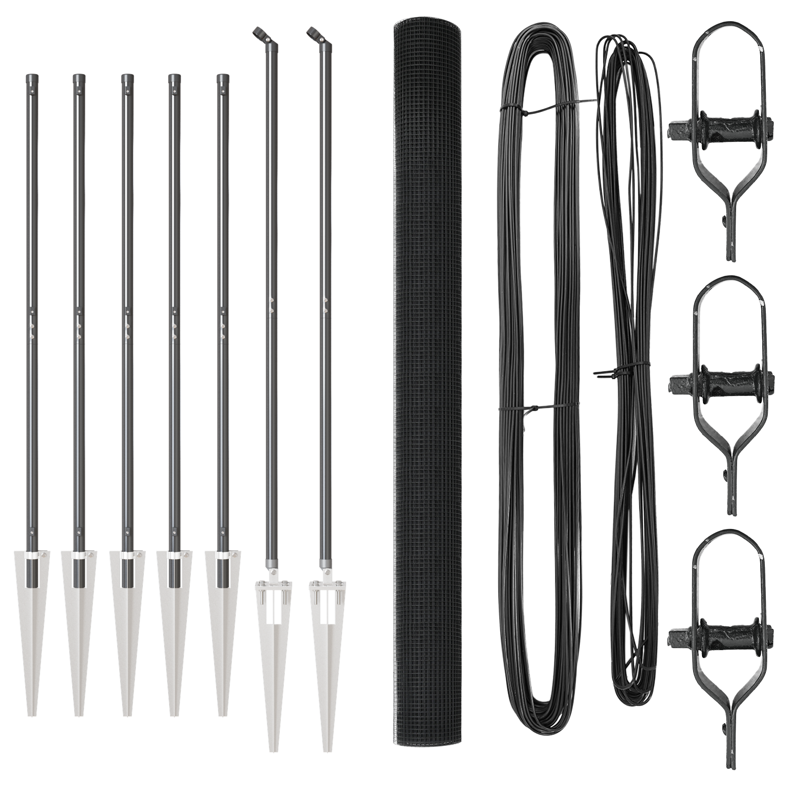 Metal Fence Post Set Set of 2 Grey Metal, Plastic 10 x 1.5 m - Image 2