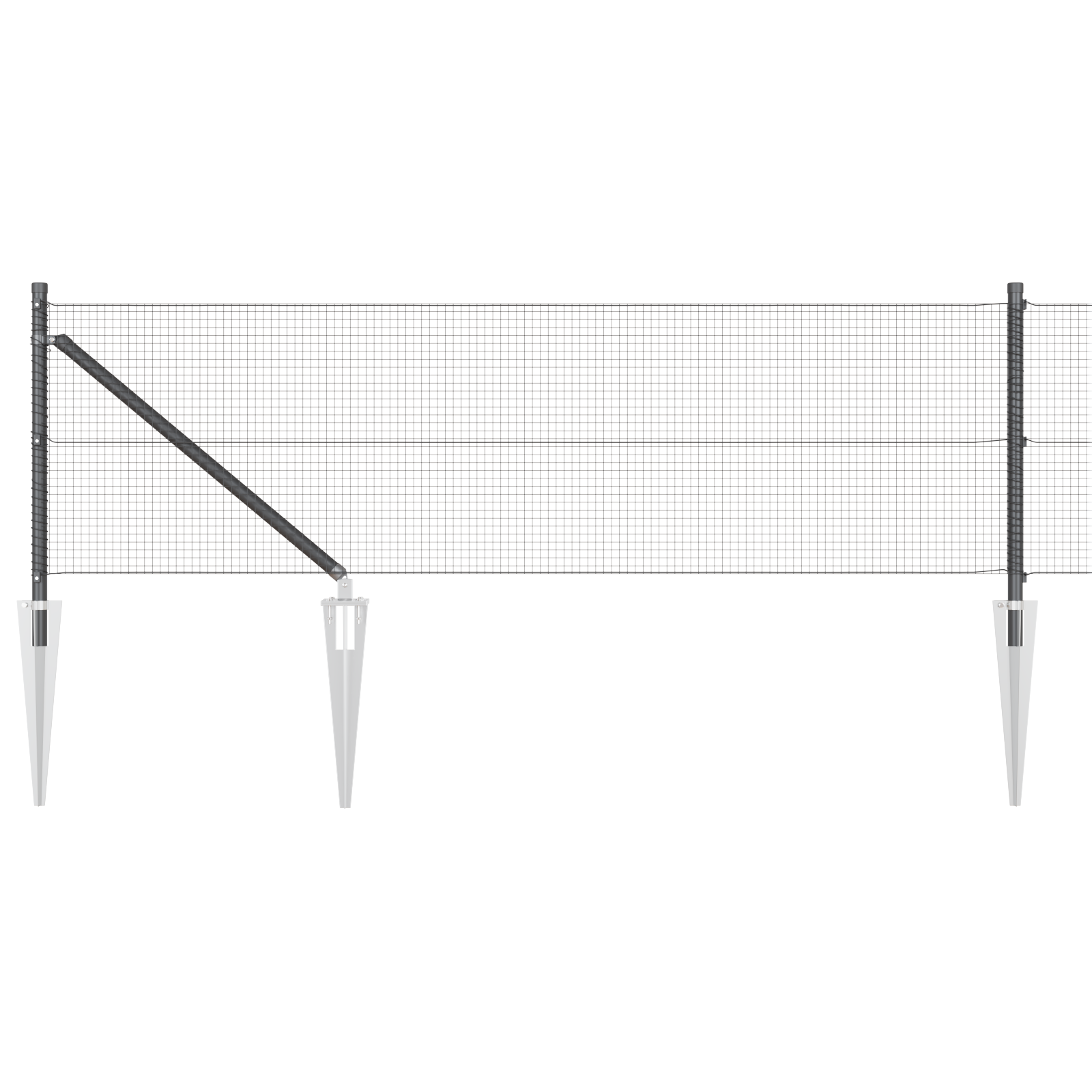 Welded Wire Fence with 13 Spike Posts Grey 0.4x25 m Steel - Image 6