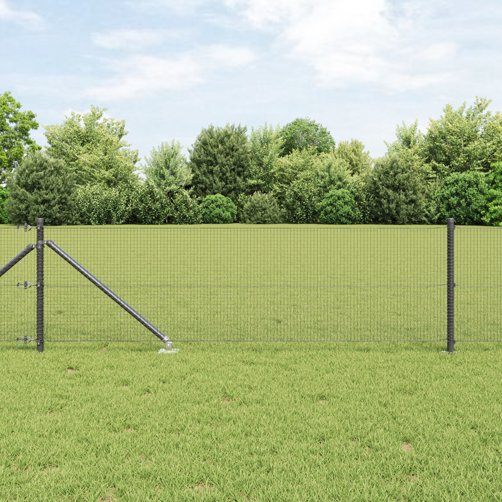 Welded Wire Fence with 13 Spike Posts Grey 0.4x25 m Steel