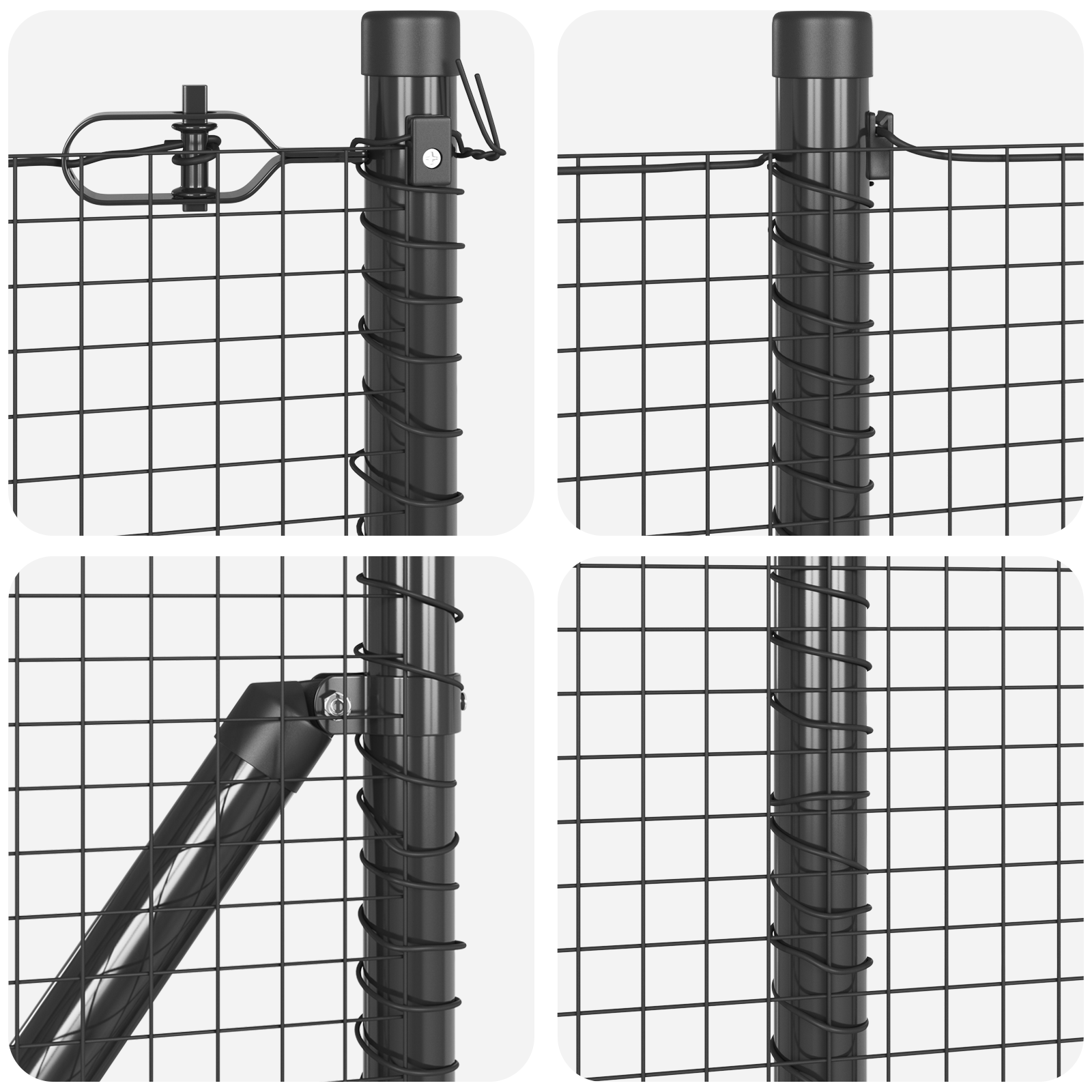 Welded Wire Fence with 13 Spike Posts Grey 0,4x25 m Steel - Image 7