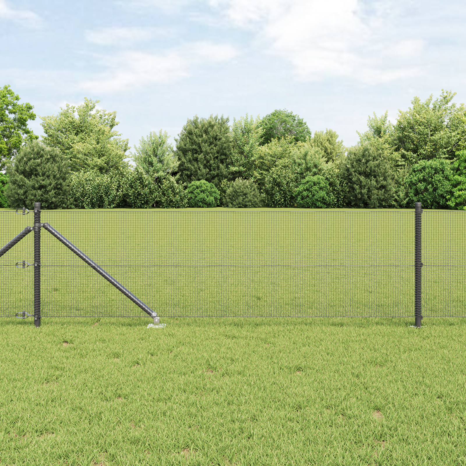 Fence Post Set Set of 2 Grey, Black Steel, PVC 25 x 0.5 m