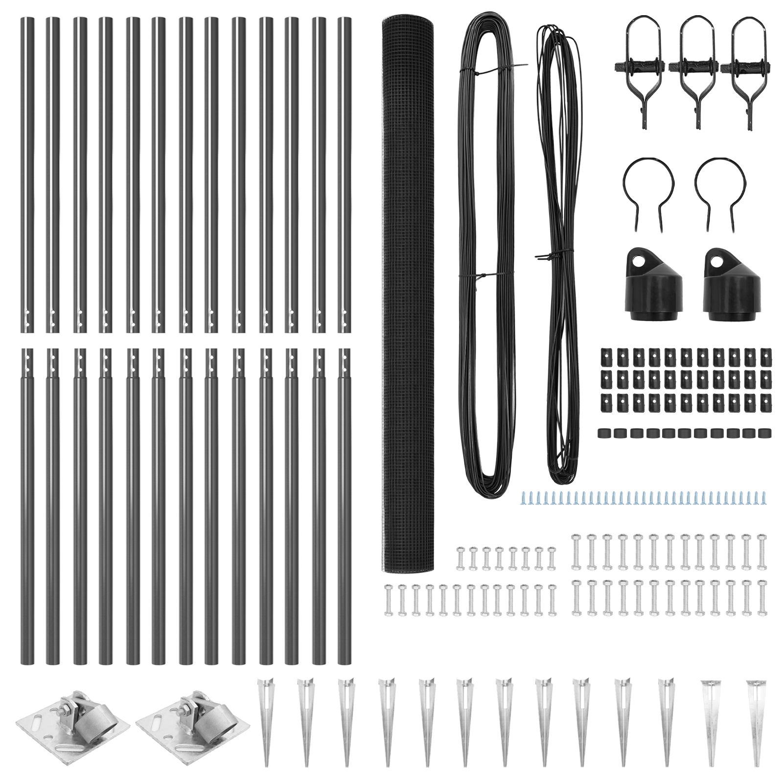 Fence Post Set Set of 2 Grey Steel 25 x 1.5 m Durable - Image 4