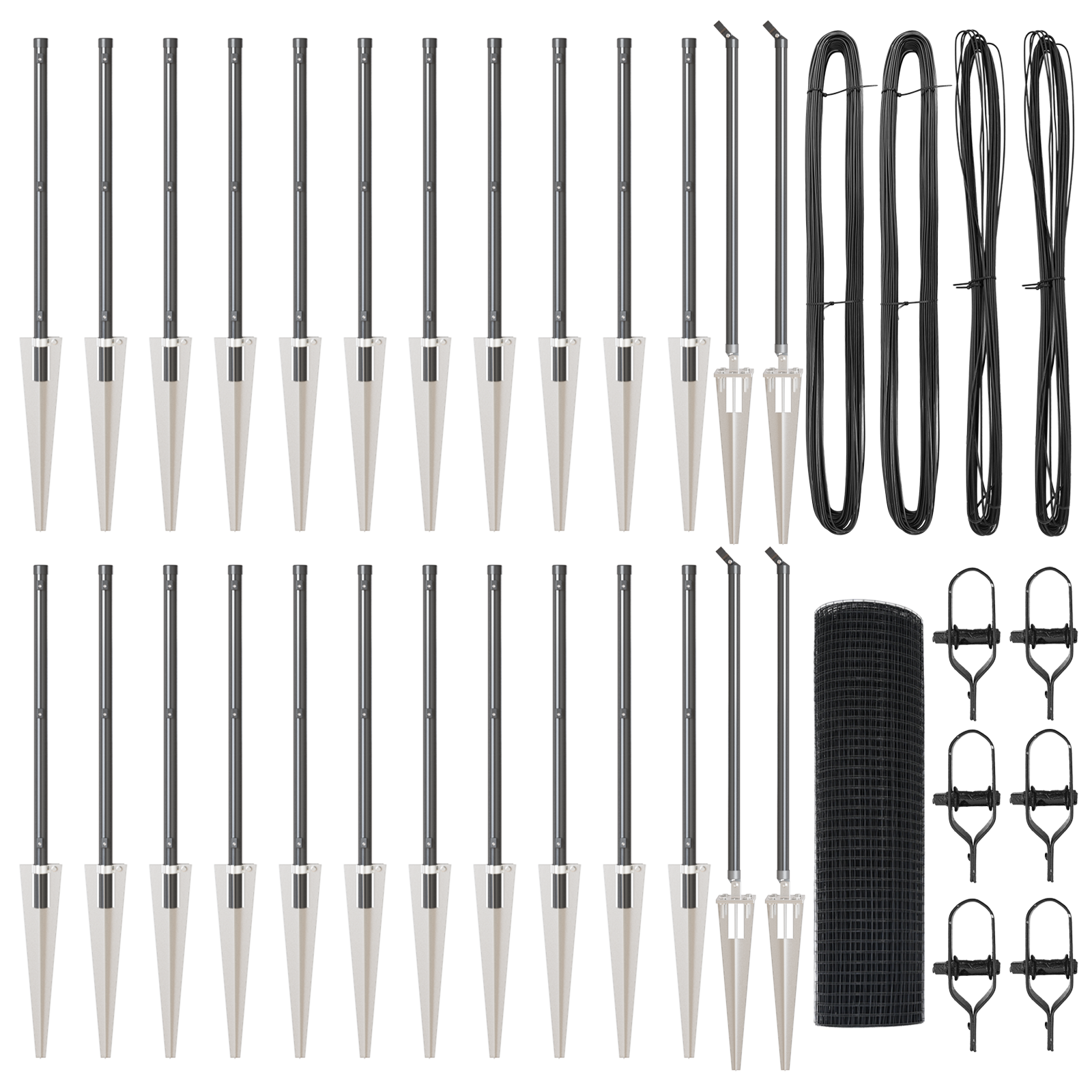 Welded Wire Fence with 13 Spike Posts Grey 0.4x50 m Steel - Image 2