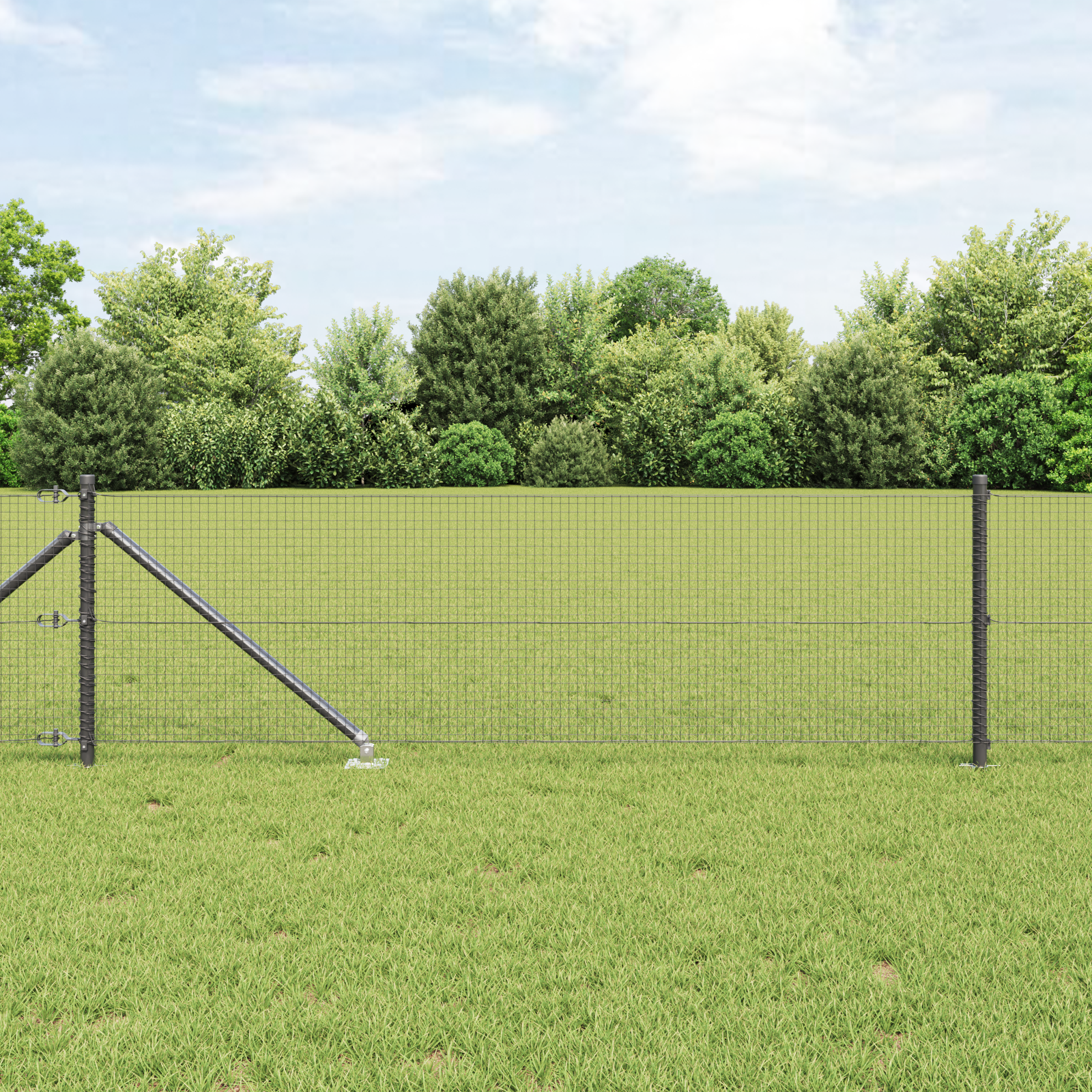 Welded Wire Fence with 13 Spike Posts Grey 0.4x50 m Steel