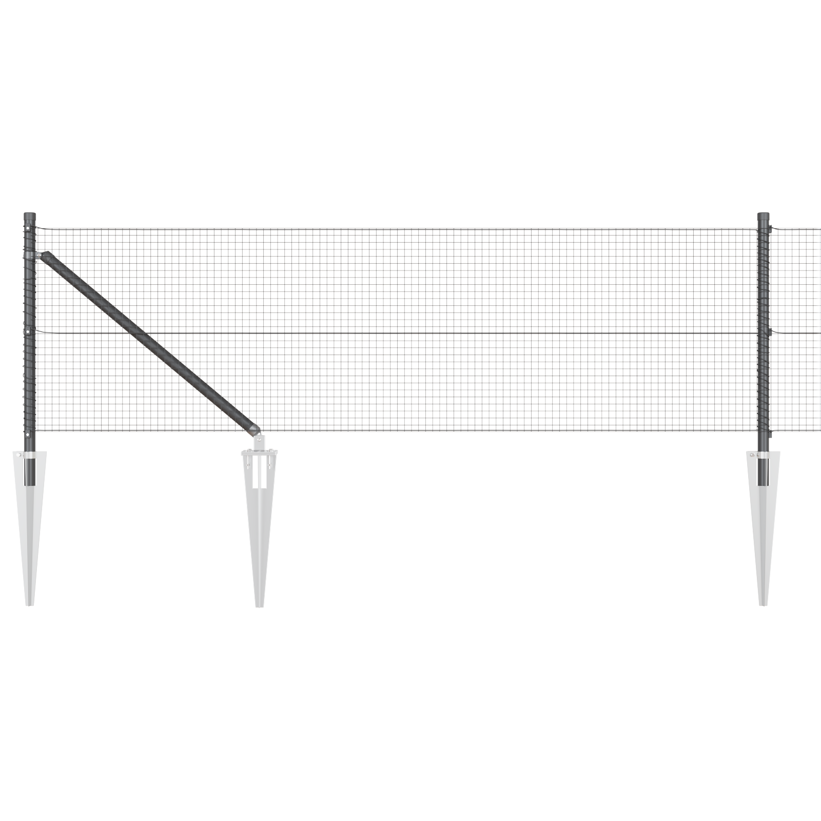 Welded Wire Fence with 13 Spike Posts Grey 0.5x50 m Steel - Image 6