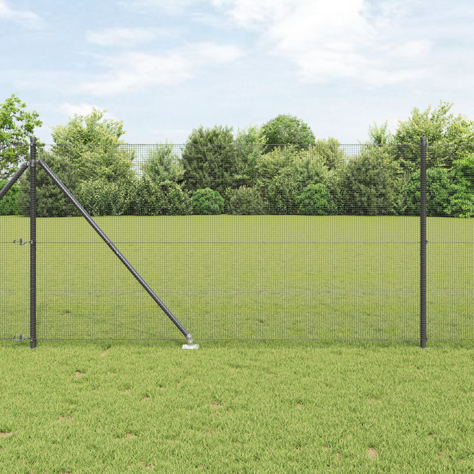 Welded Wire Fence with 13 Spike Posts Grey 1x50 m Steel