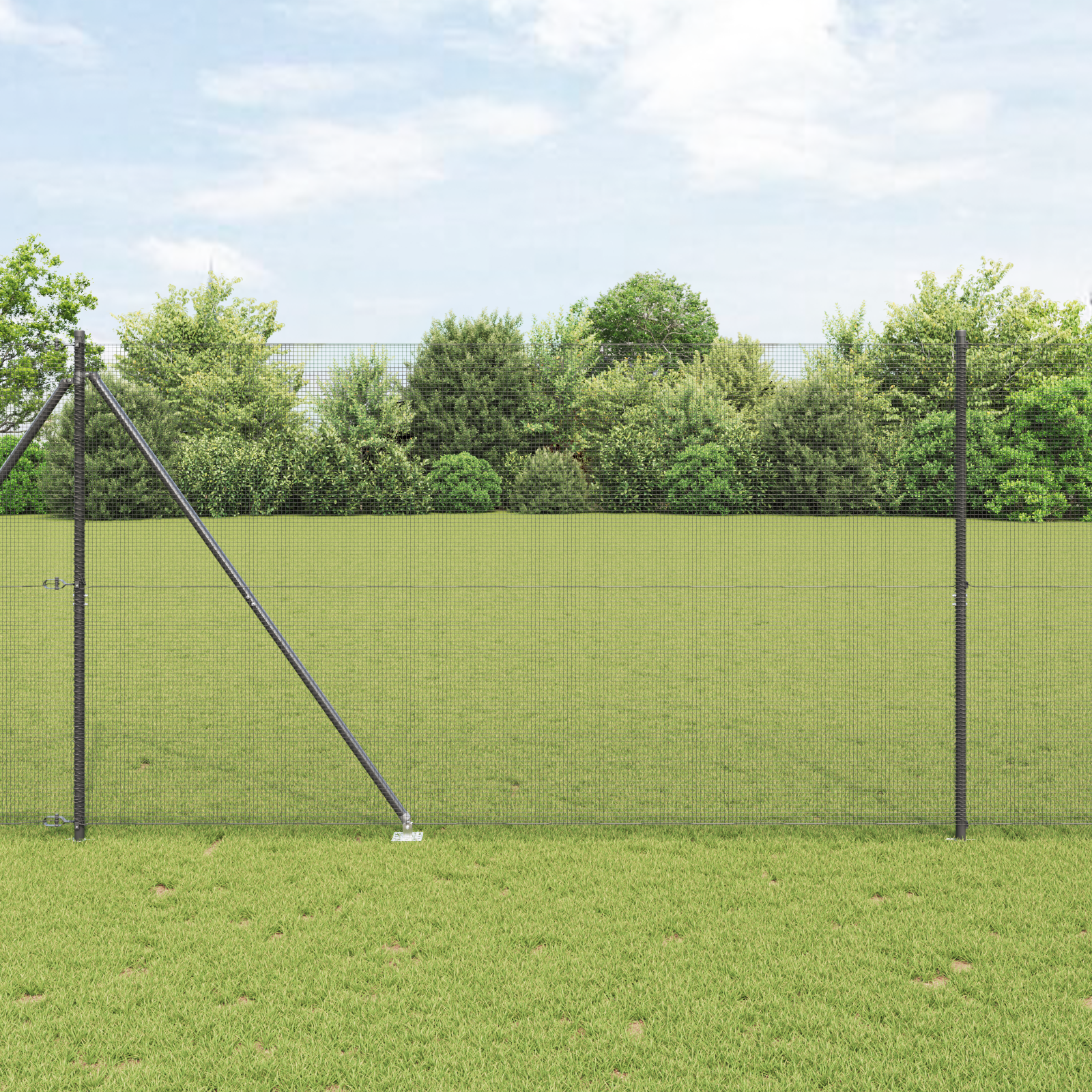 Welded Wire Fence with 13 Spike Posts Grey 1.5x50 m Steel