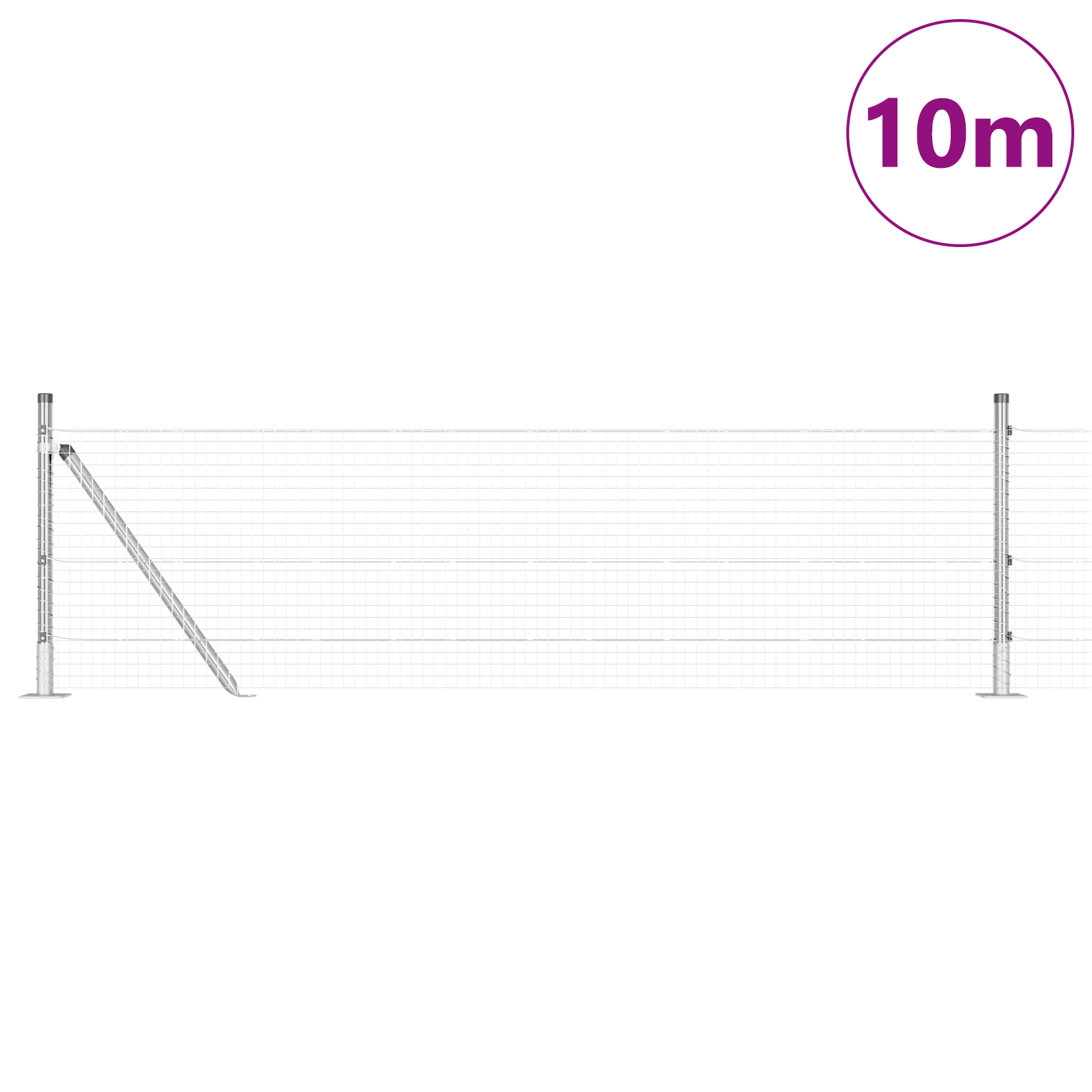 Fence Post Set Set of 2 Galvanised steel 10 x 0.5 m - Image 3