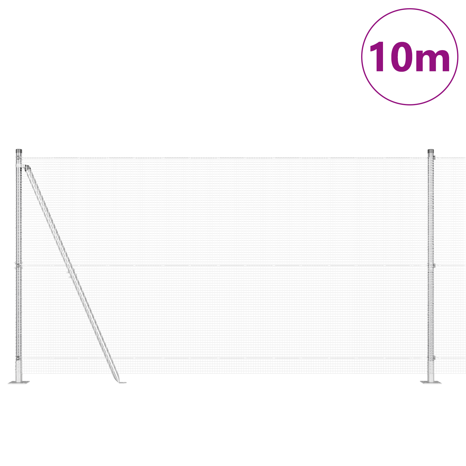 Welded Wire Fence with 7 Flanged Posts 1.2 x 10 m Galvanised Steel - Image 3