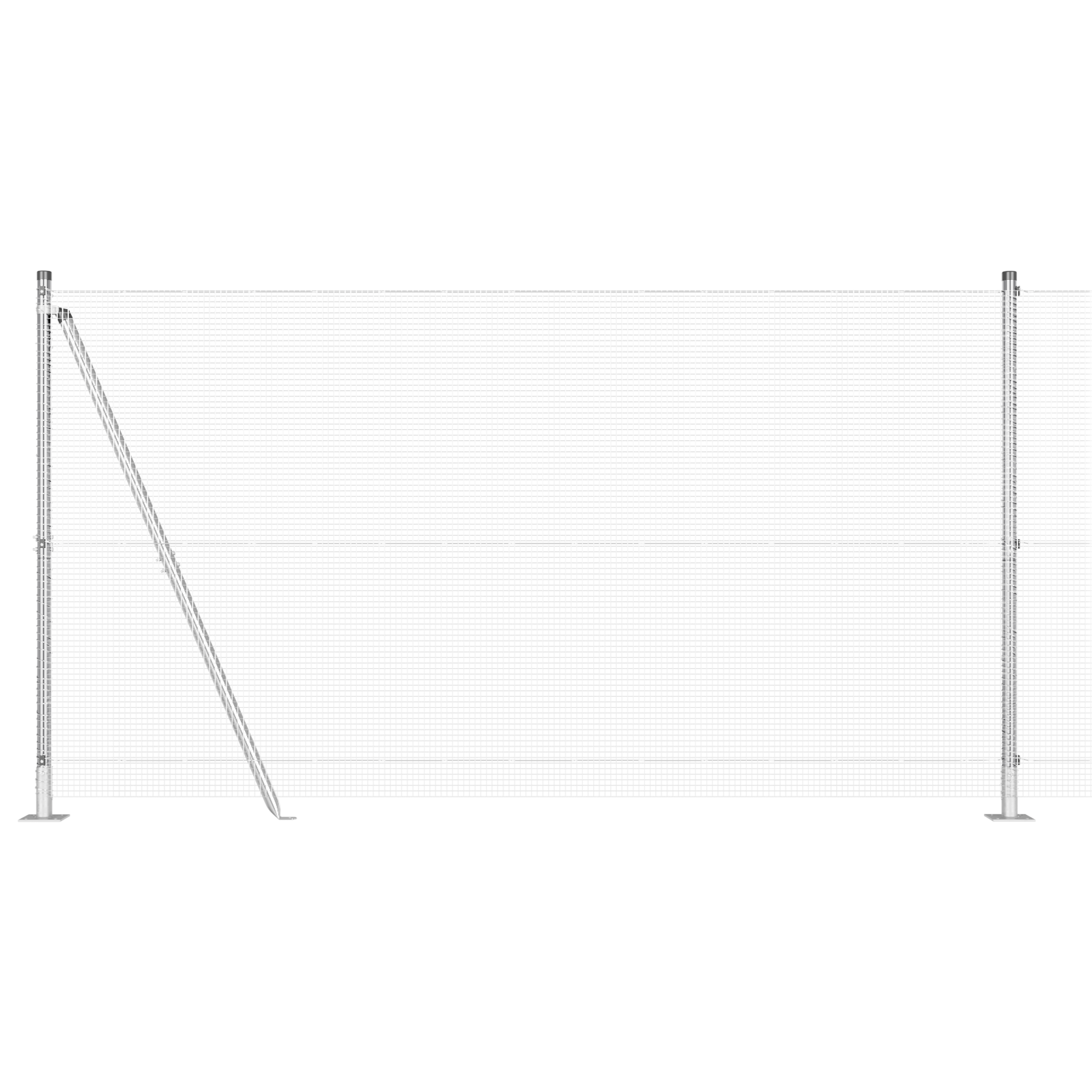 Welded Wire Fence with 7 Flanged Posts 1.2 x 10 m Galvanised Steel - Image 6