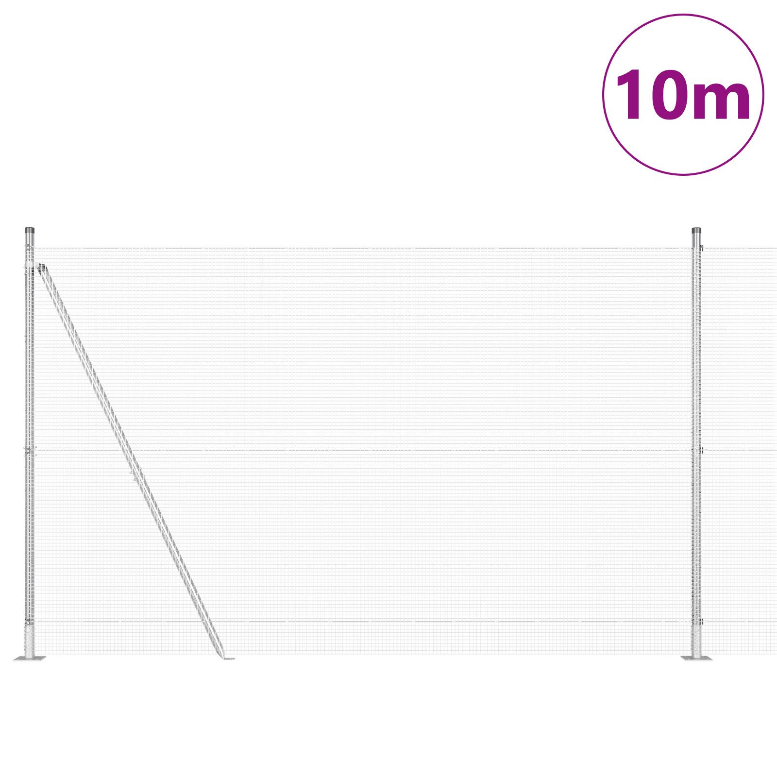 Welded Wire Fence with 7 Flanged Posts 1.4x10 m Galvanised Steel - Image 3
