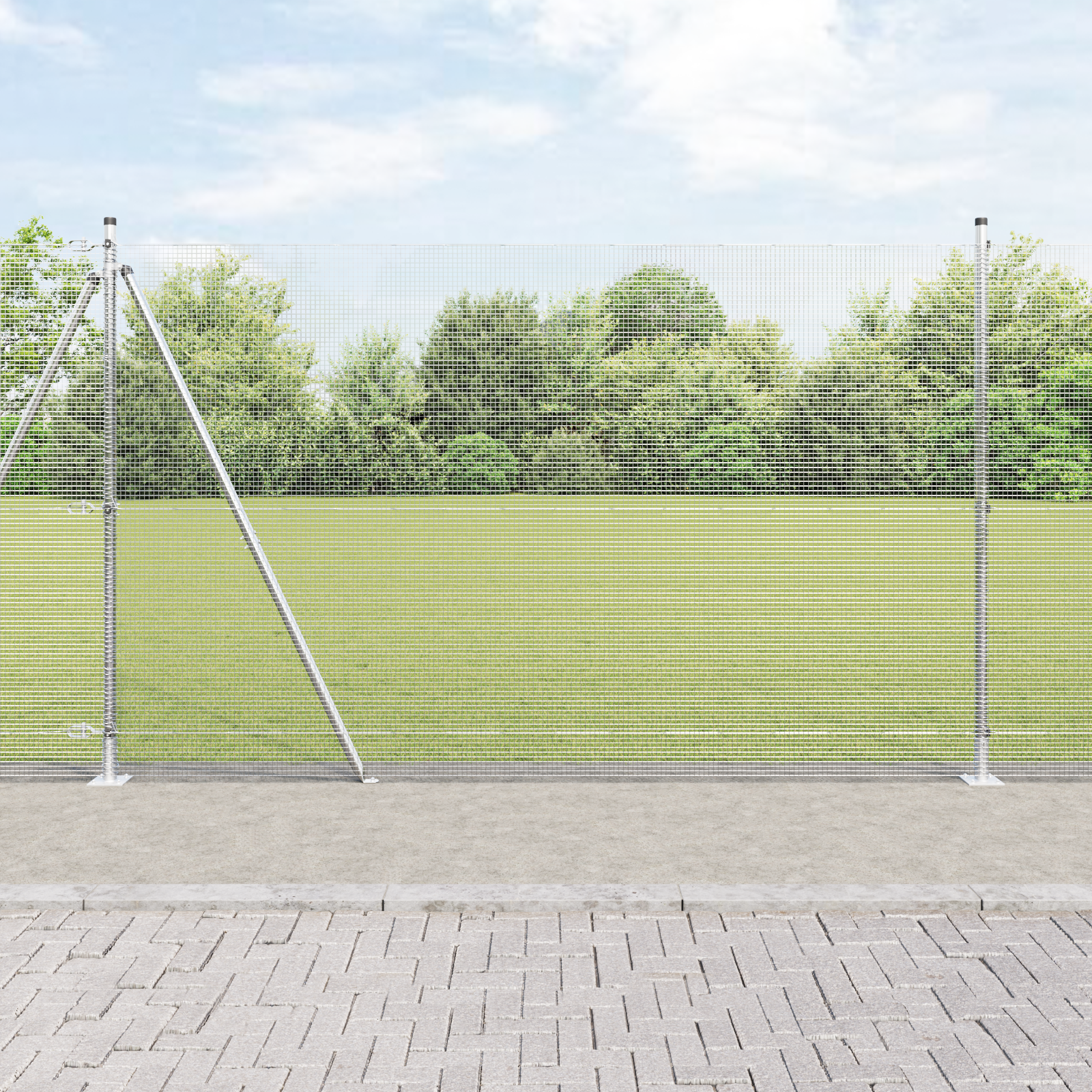 Welded Wire Fence with 7 Flanged Posts 1.4x10 m Galvanised Steel