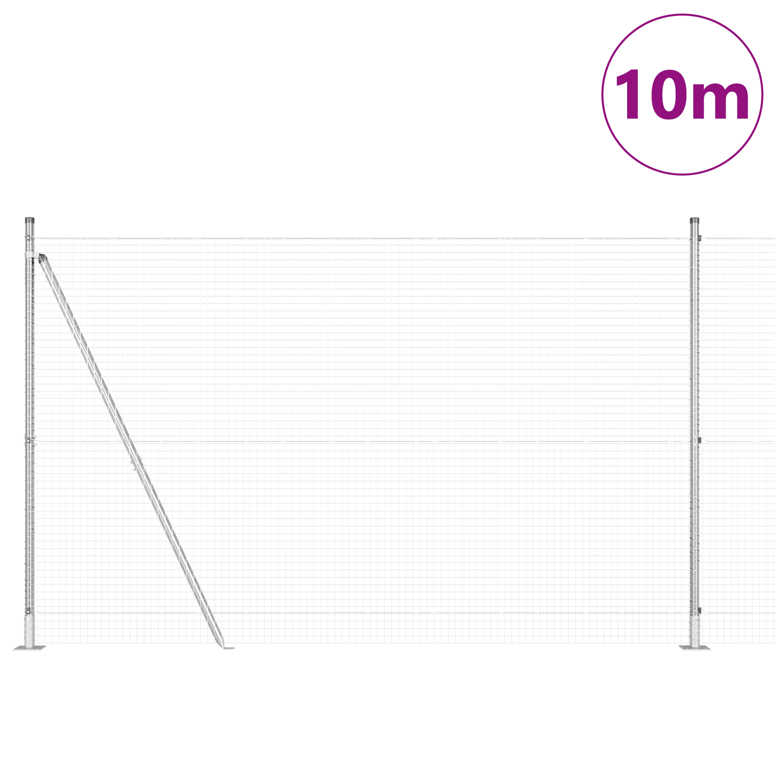 Welded Wire Fence with 7 Flanged Posts 1.4x10 m Galvanised Steel - Image 3