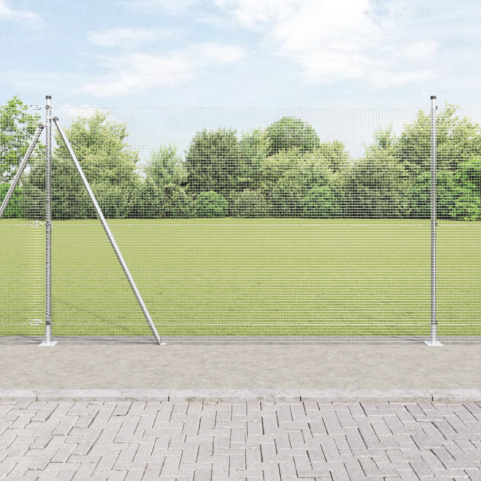 Welded Wire Fence with 7 Flanged Posts 1.6x10 m Galvanised Steel