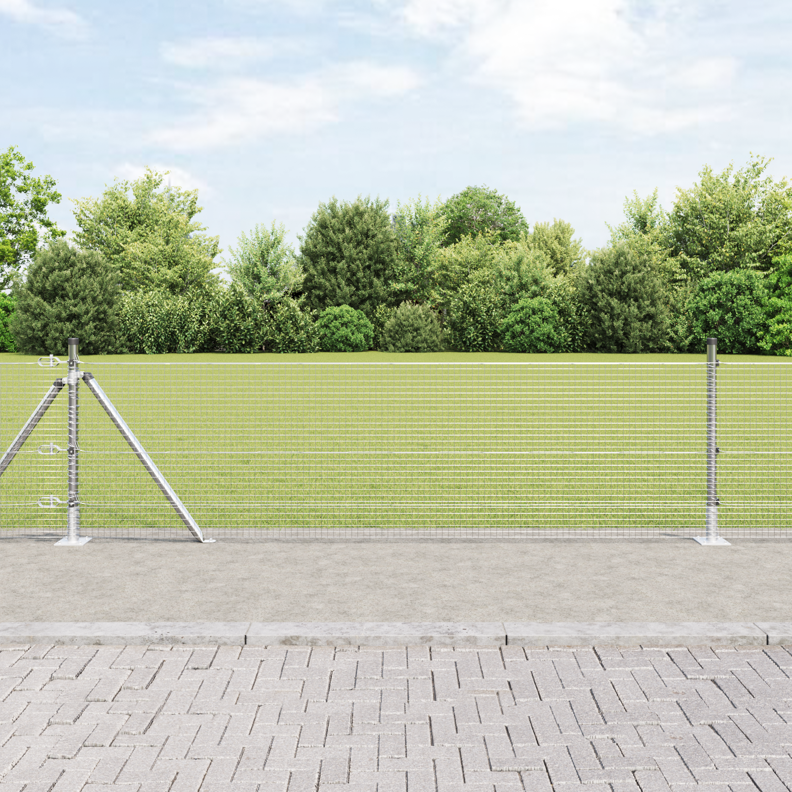 Welded Wire Fence with 13 Flanged Posts 0.4x25 m Galvanised Steel