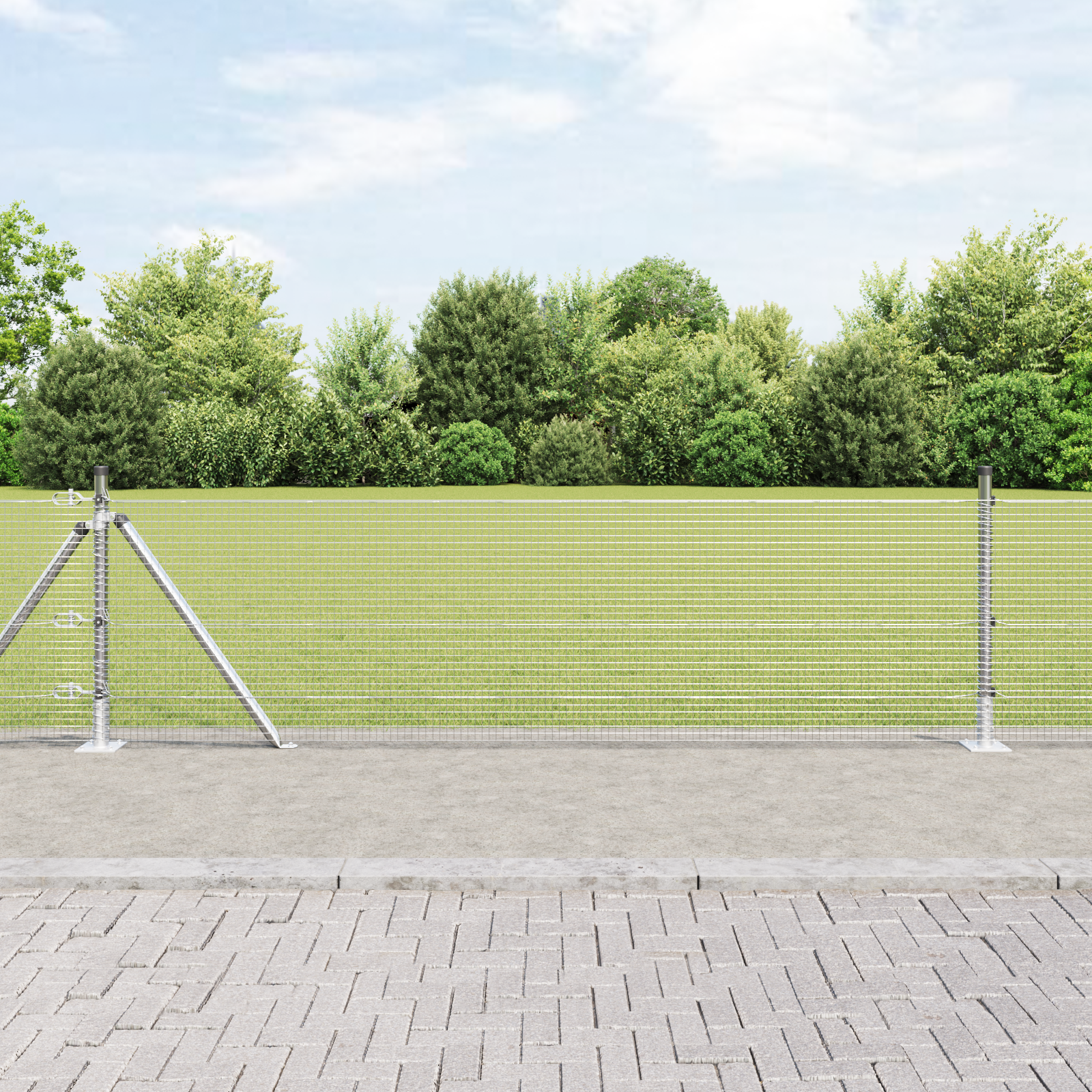 Fence Post Set 25 x 0.5 m Set of 2 Galvanised steel Durable