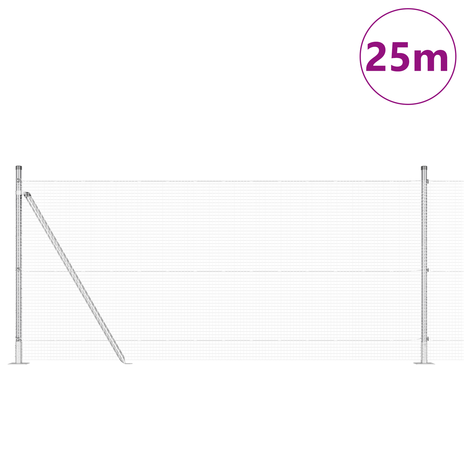 Welded Wire Fence with 13 Flanged Posts 0.8x25 m Galvanised Steel - Image 3