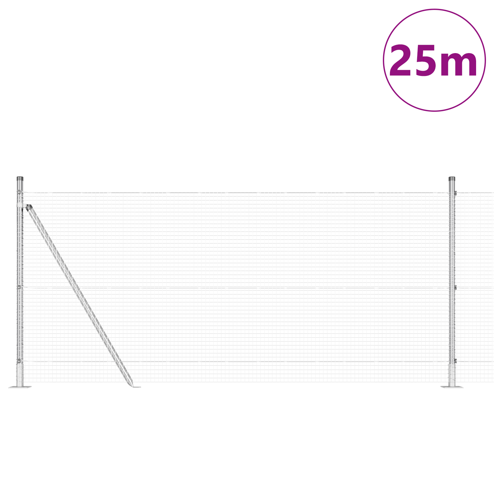 Welded Wire Fence with 13 Flanged Posts 0.8x25 m Galvanised Steel - Image 3