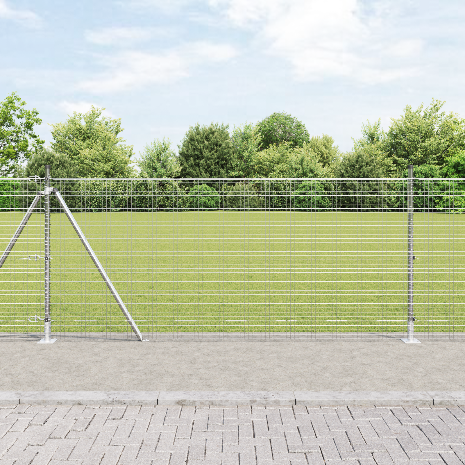 Welded Wire Fence with 13 Flanged Posts 0.8x25 m Galvanised Steel