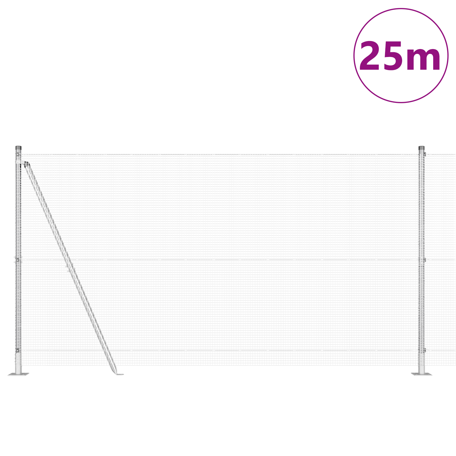 Welded Wire Fence with 13 Flanged Posts 1.2x25 m Galvanised Steel - Image 3