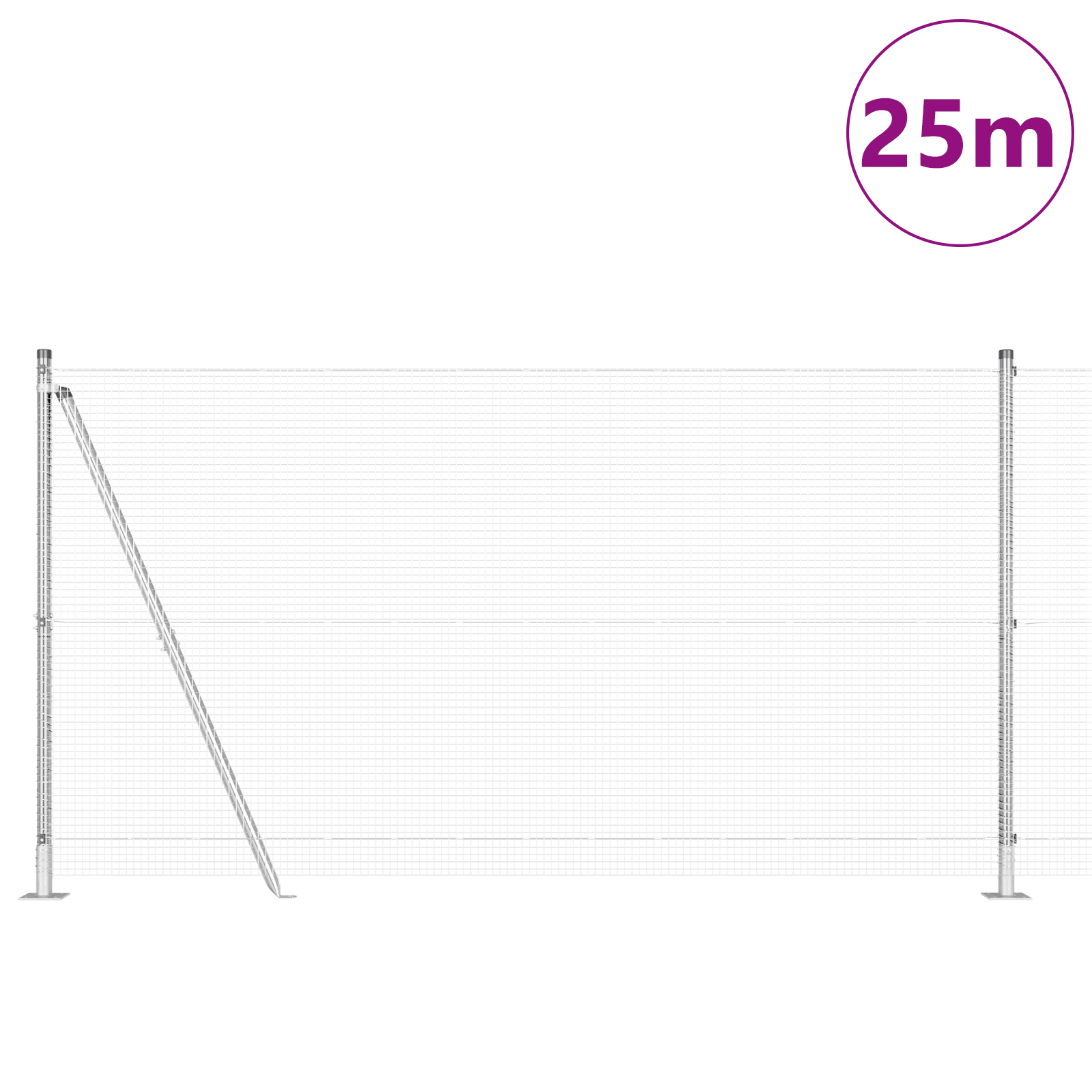 Welded Wire Fence with 13 Flanged Posts 1.2x25 m Galvanised Steel - Image 3
