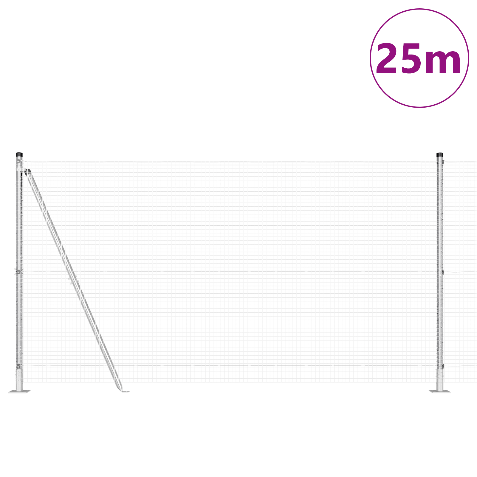Welded Wire Fence with 13 Flanged Posts 1.2x25 m Galvanised Steel - Image 3