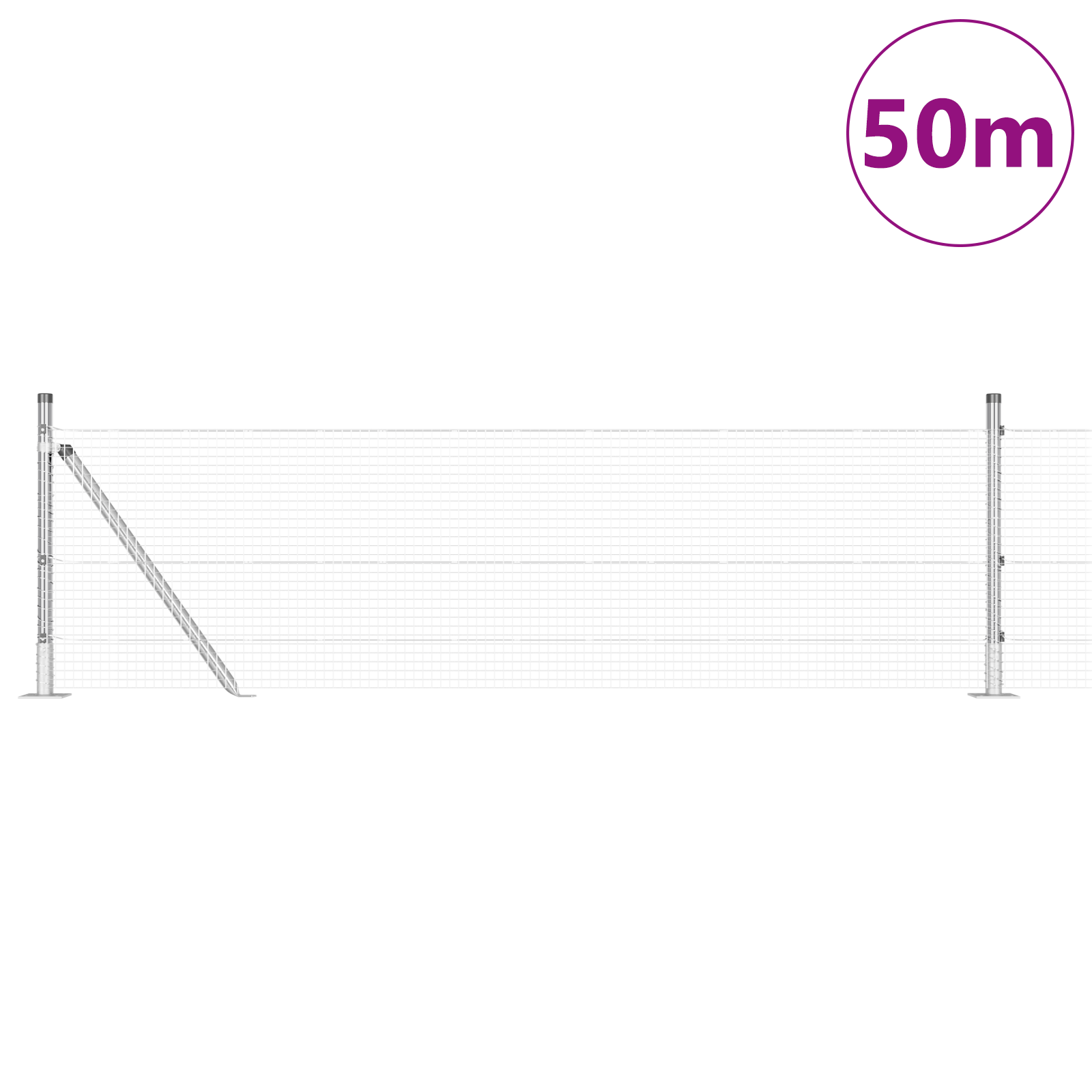 Welded Wire Fence with 13 Flanged Posts 0.5x50 m Galvanised Steel - Image 3