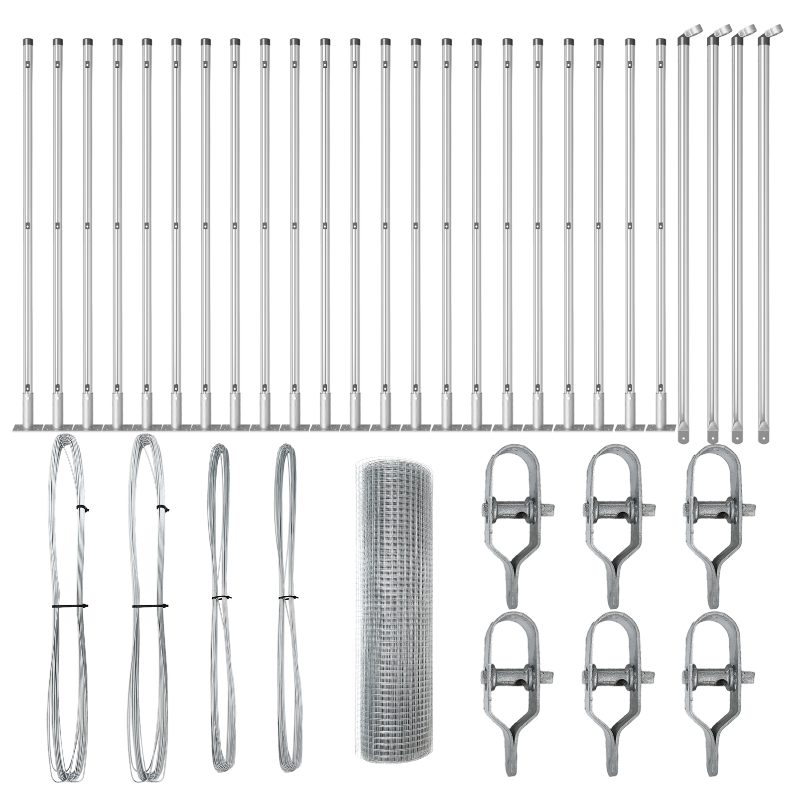 Welded Wire Fence with 13 Flanged Posts 1x50 m Galvanised Steel - Image 2