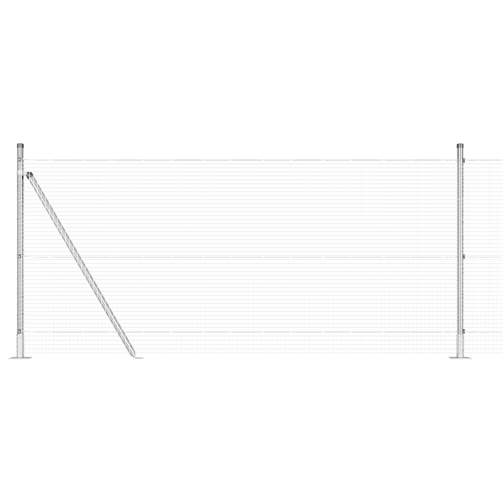 Welded Wire Fence with 13 Flanged Posts 1x50 m Galvanised Steel - Image 6