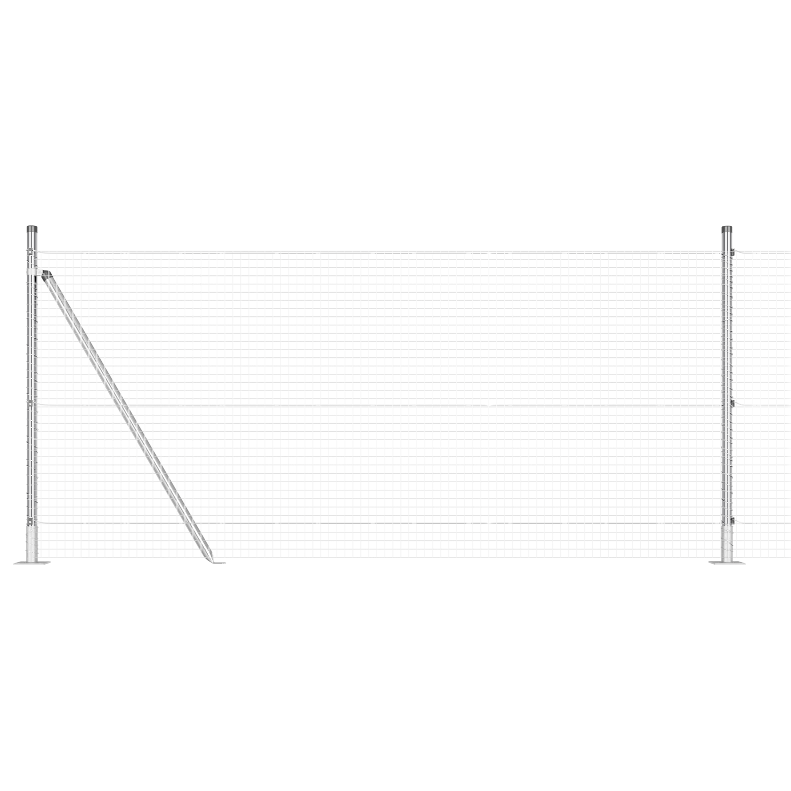 Welded Wire Fence with 13 Flanged Posts 1x50 m Galvanised Steel - Image 6