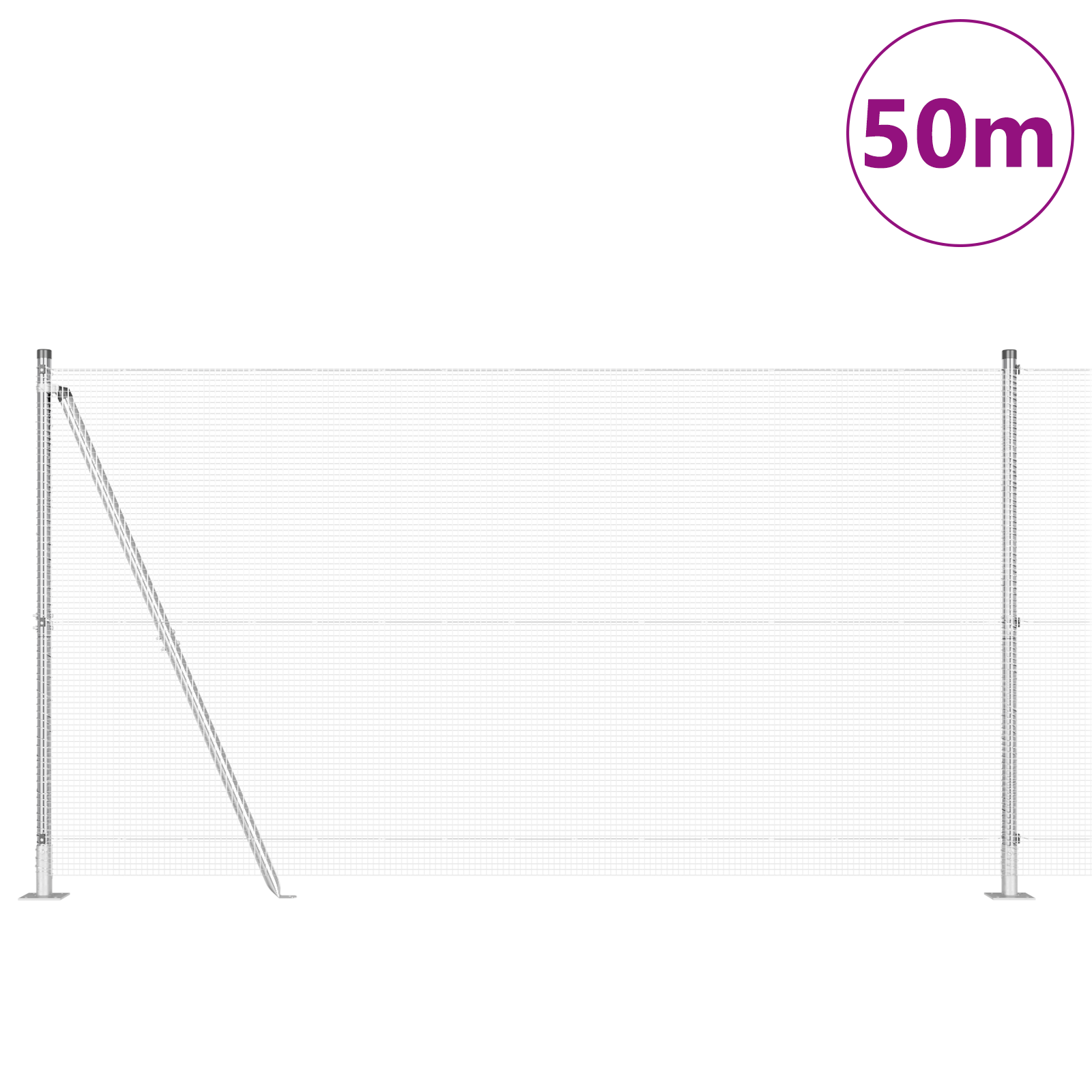 Welded Wire Fence with 13 Flanged Posts 1.2x50 m Galvanised Steel - Image 3