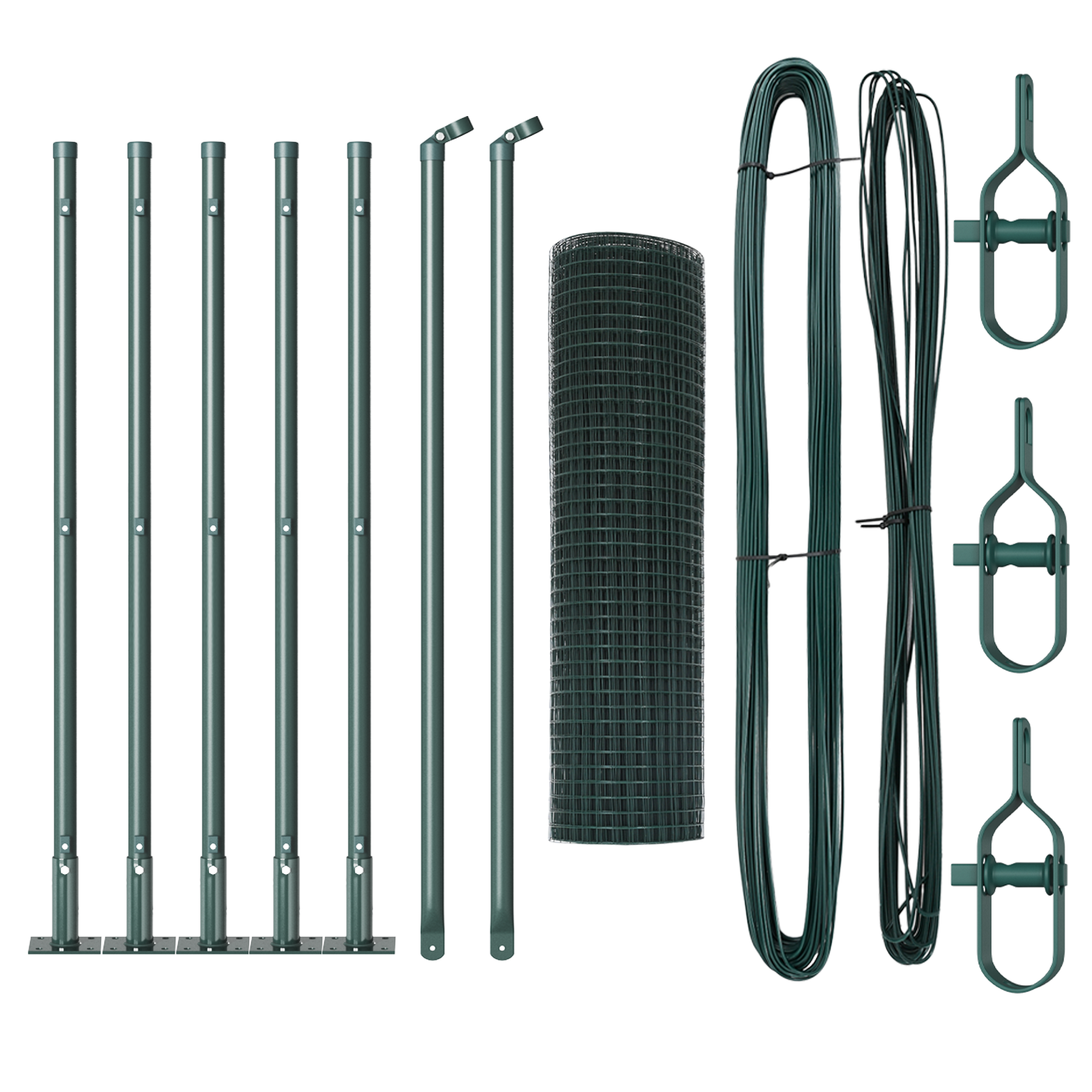 Welded Wire Fence with 7 Flanged Posts Green 0.6x10 m Steel - Image 2