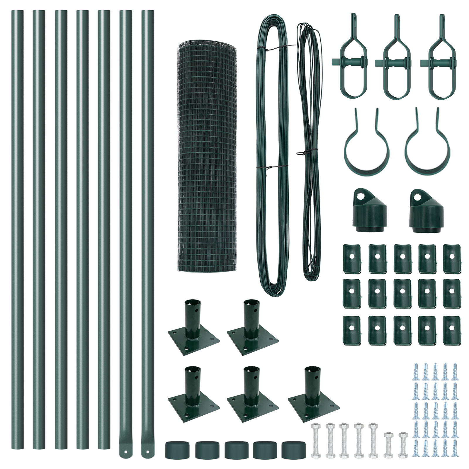 Welded Wire Fence with 7 Flanged Posts Green 0.6x10 m Steel - Image 4