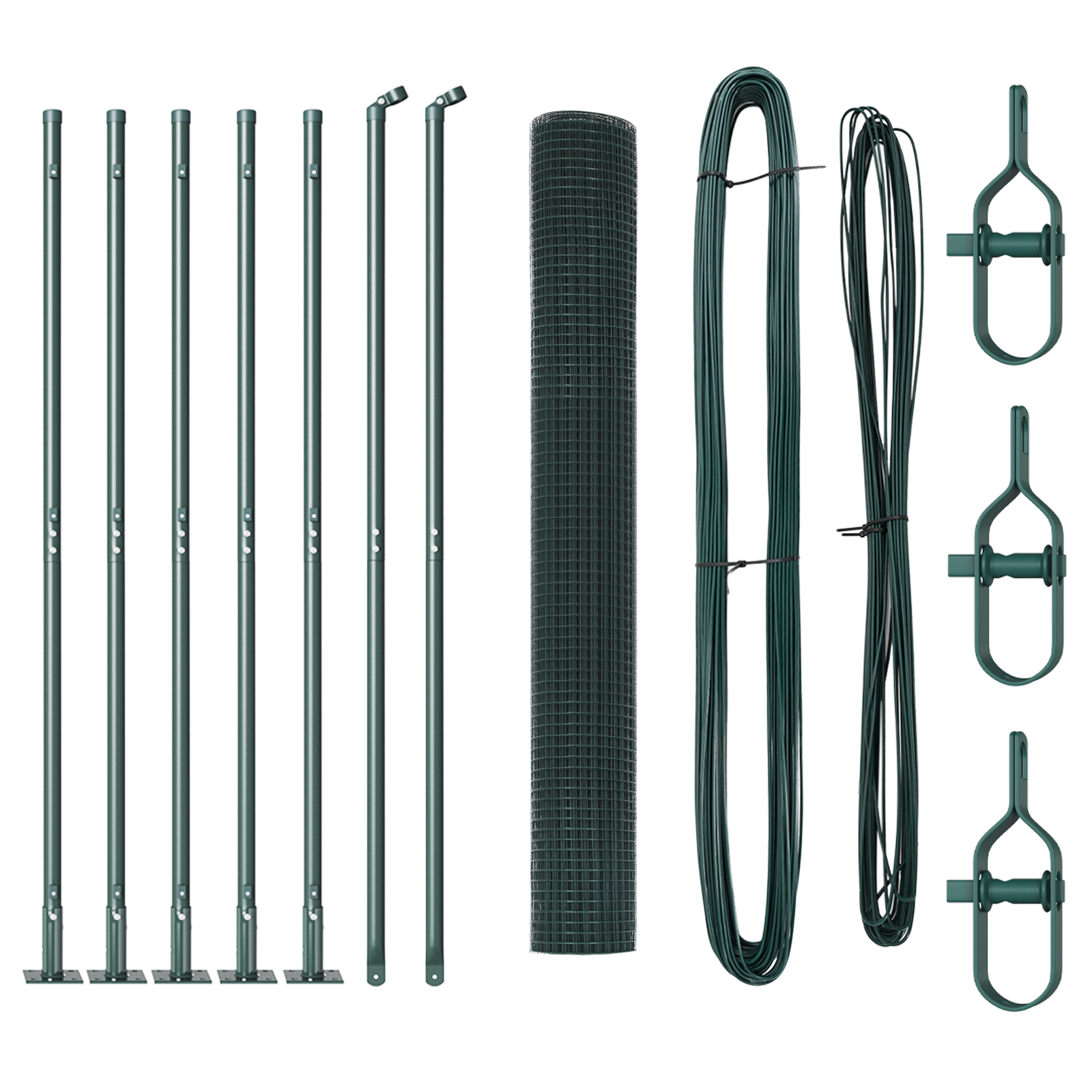 Welded Wire Fence with 7 Flanged Posts Green 1,2x10 m Steel - Image 2