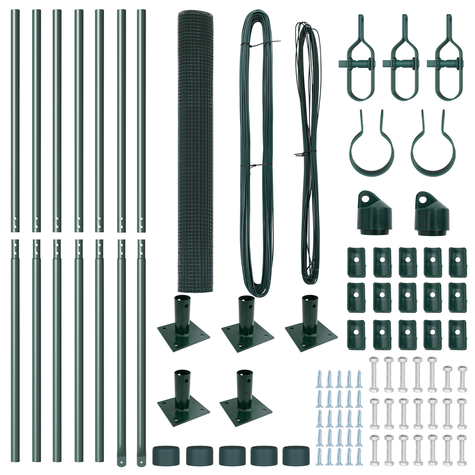 Welded Wire Fence with 7 Flanged Posts Green 1,2x10 m Steel - Image 4