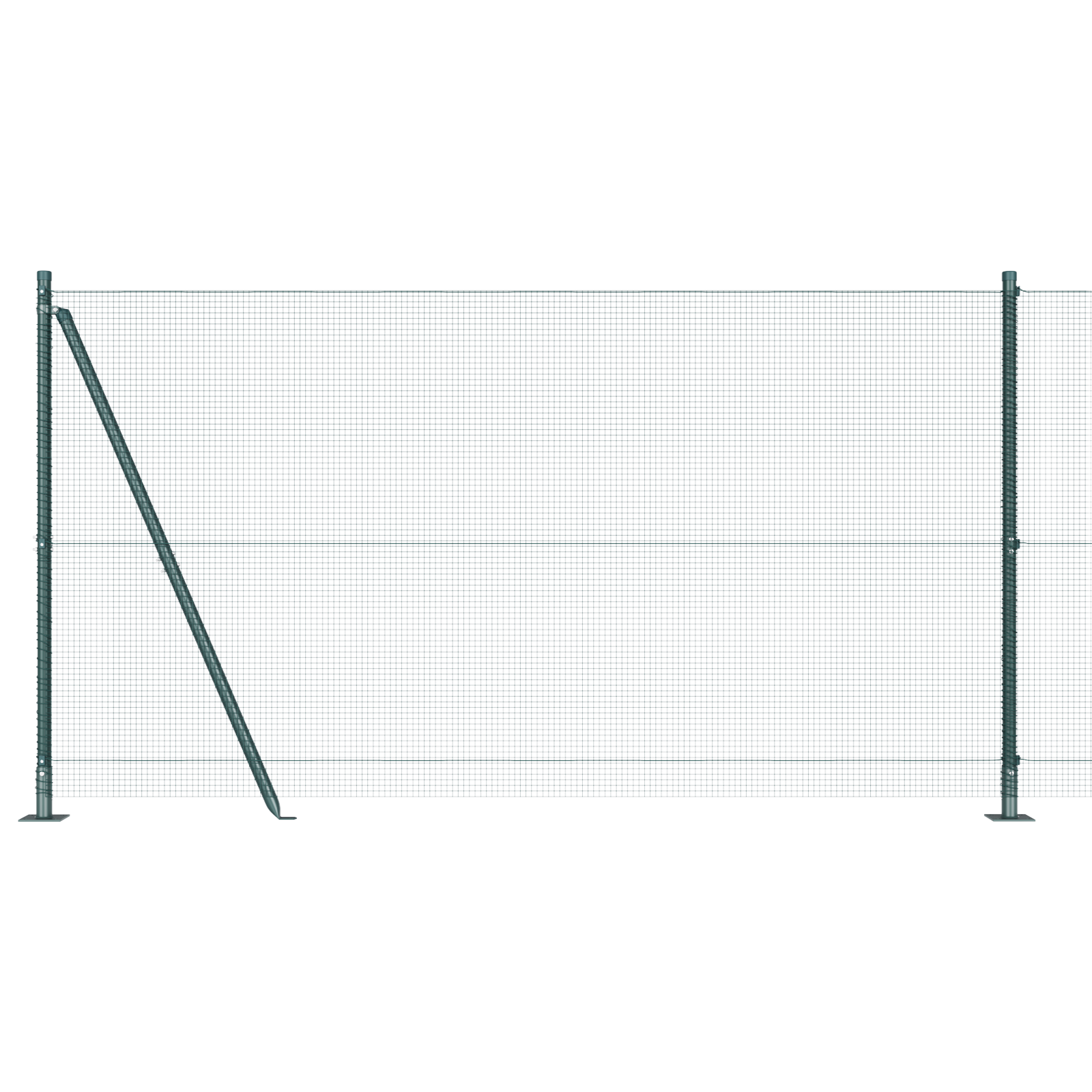 Welded Wire Fence with 7 Flanged Posts Green 1,2x10 m Steel - Image 6