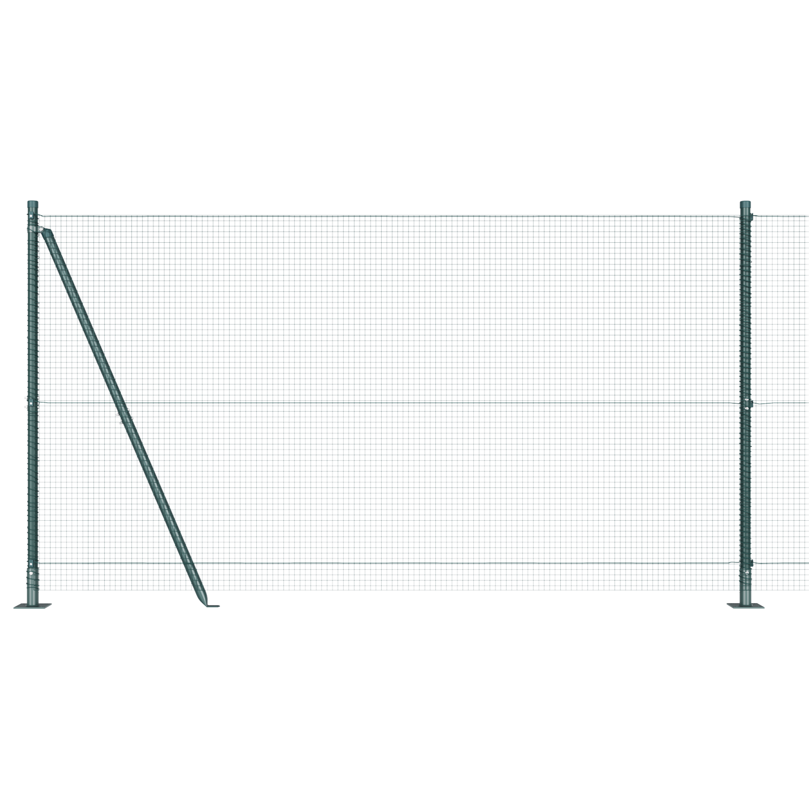 Welded Wire Fence with 7 Flanged Posts Green 1.2x10 m Steel - Image 6