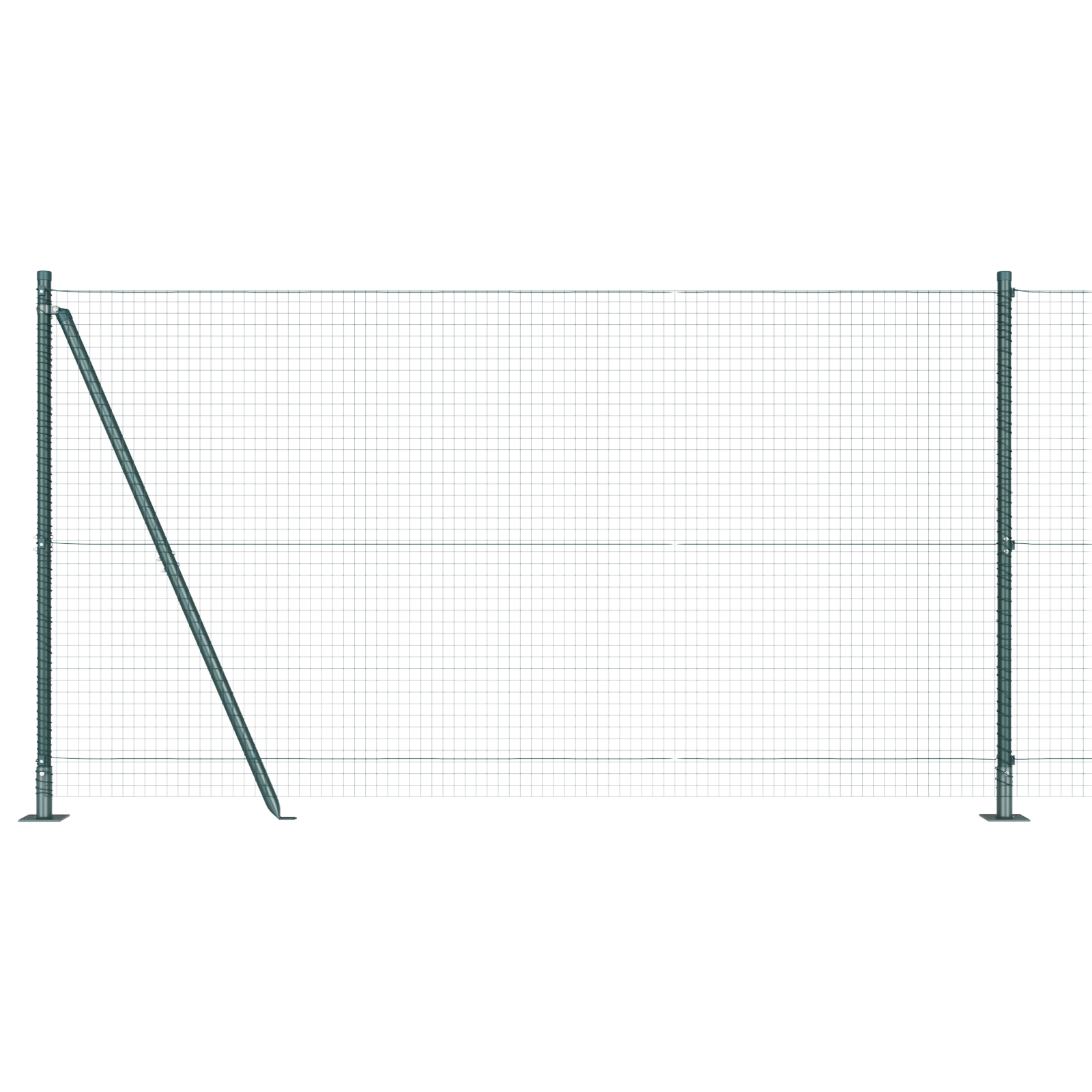 Welded Wire Fence with 7 Flanged Posts Green 1.2x10 m Steel - Image 6