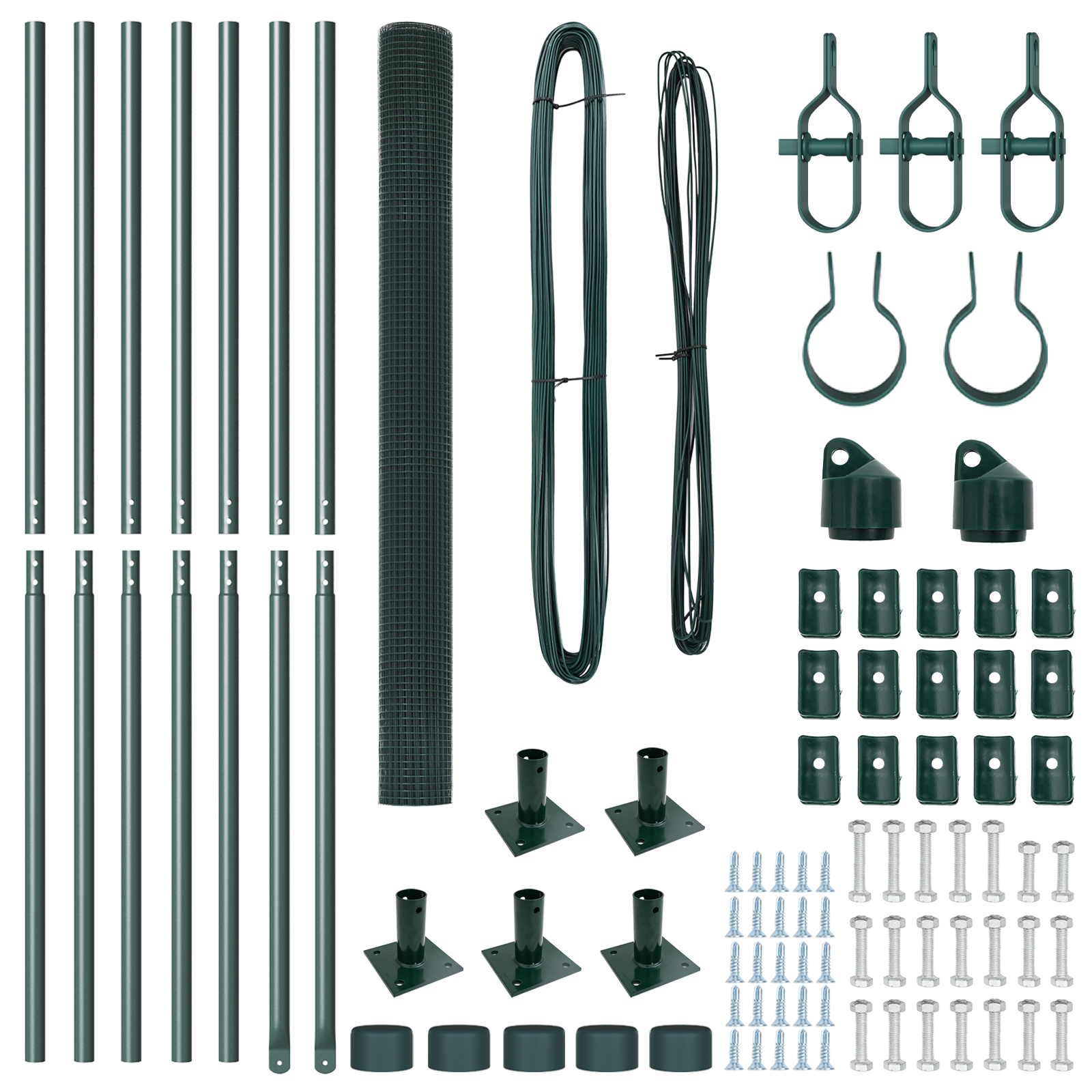 Welded Wire Fence with 7 Flanged Posts Green 1.4x10 m Steel - Image 4