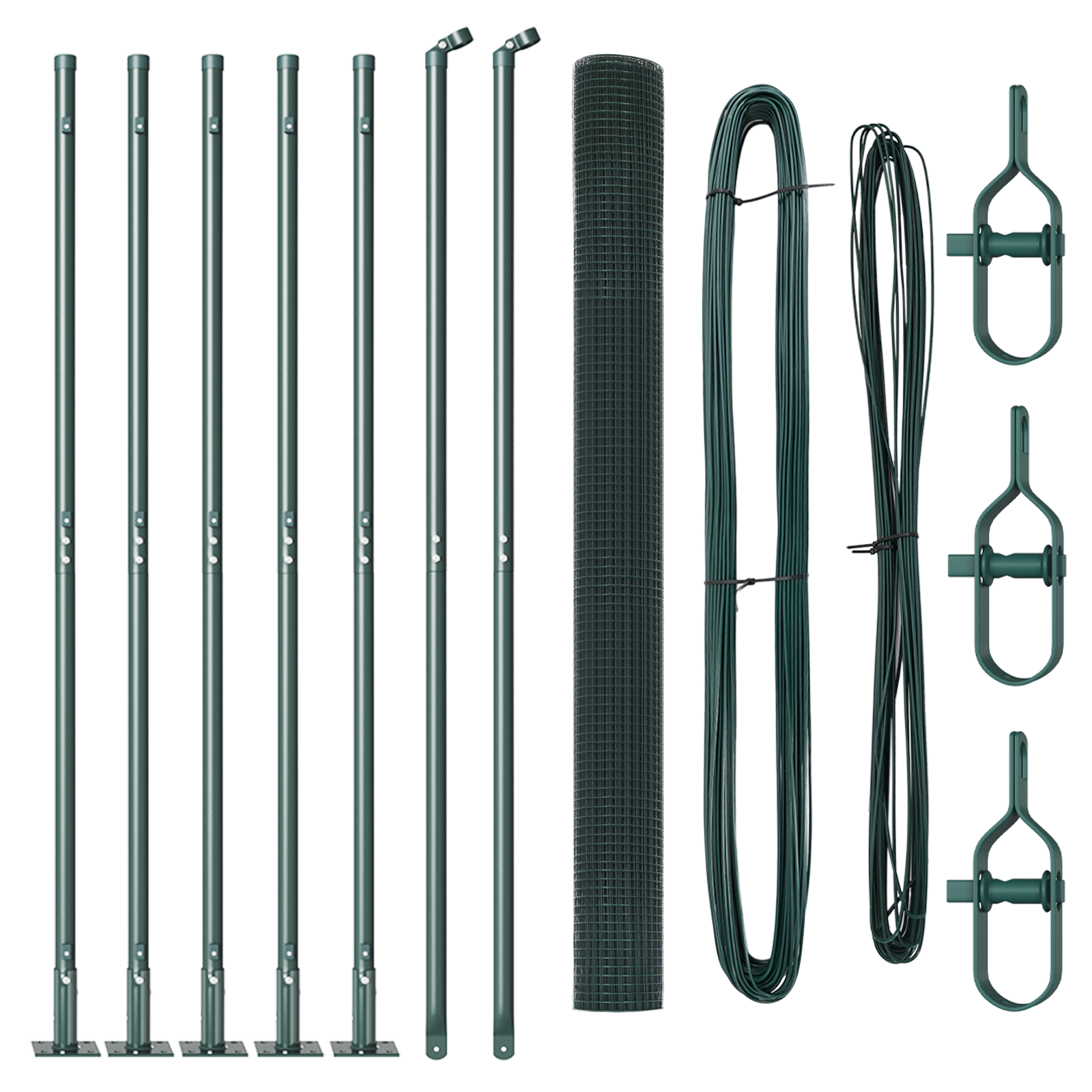 Welded Wire Fence with 7 Flanged Posts Green 1.5x10 m Steel - Image 2