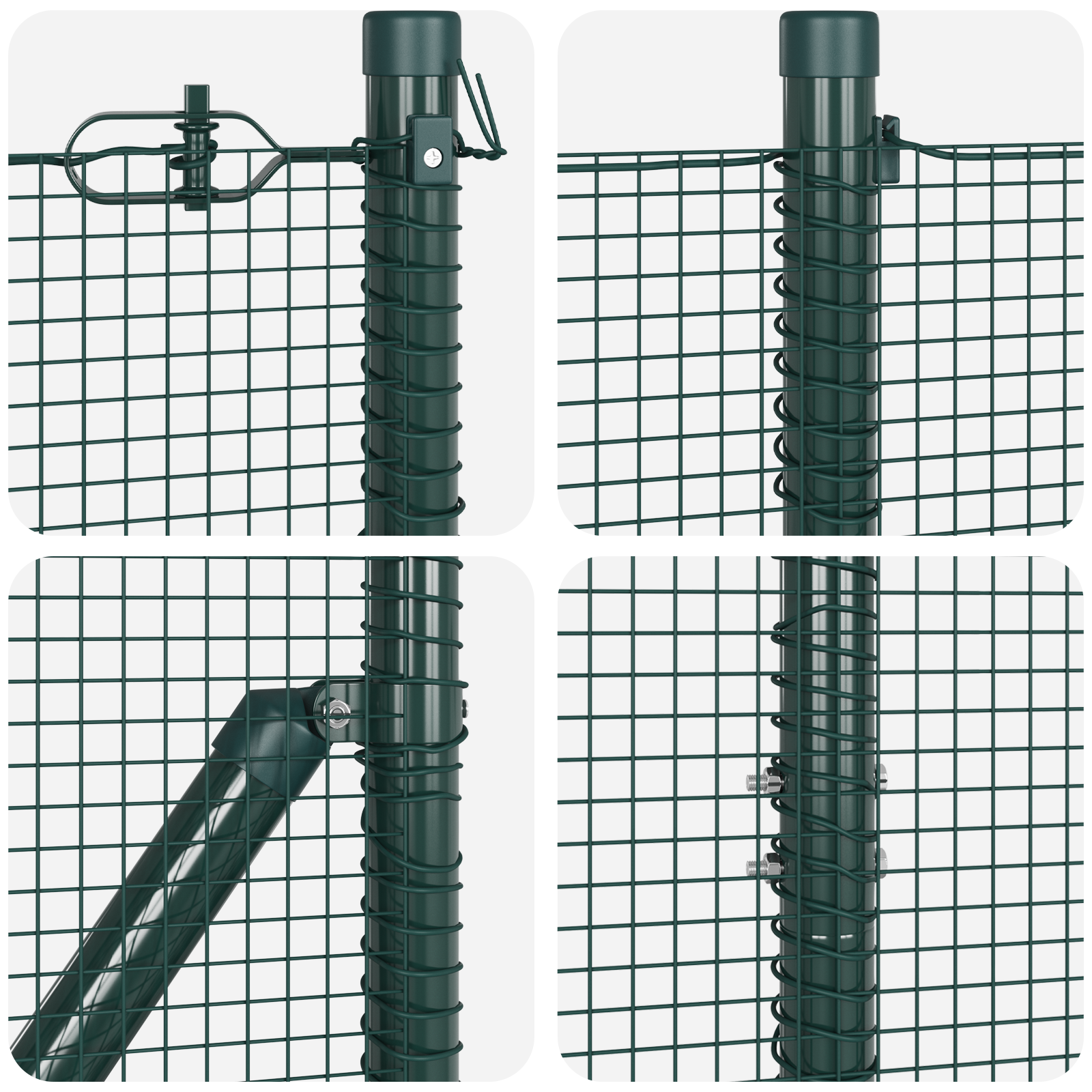 Welded Wire Fence with 7 Flanged Posts Green 1.6x10 m Steel - Image 7